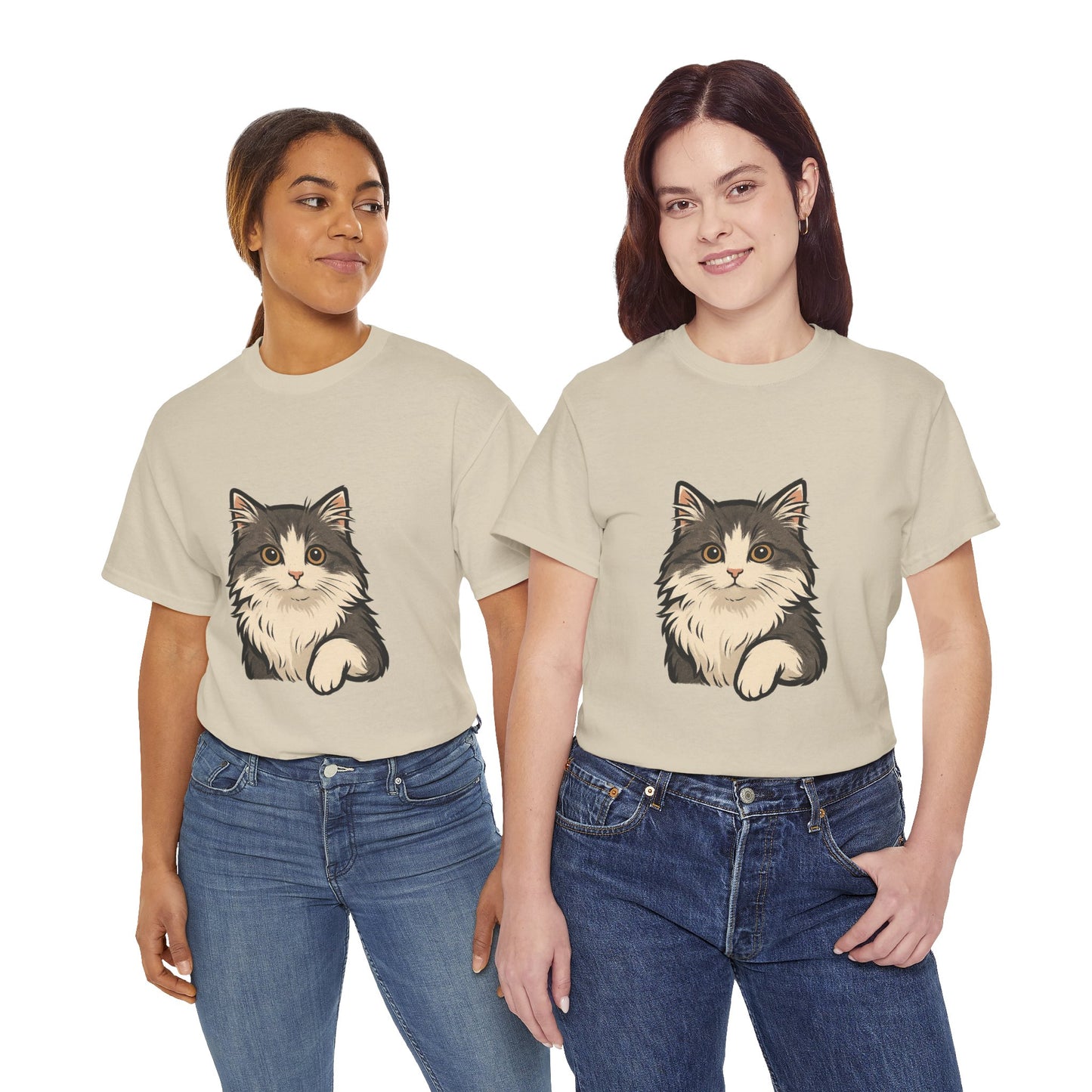 Cute Cat Unisex Heavy Cotton Tee, Animal Lover Gift, Pet Owner Shirt, Cat Lover Apparel, Animal Themed Tee, Casual Everyday Wear