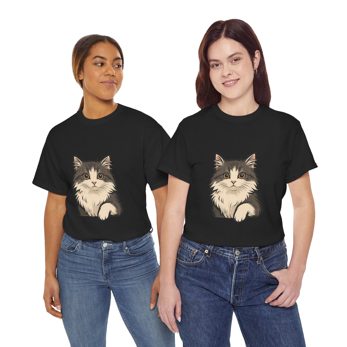 Cute Cat Unisex Heavy Cotton Tee, Animal Lover Gift, Pet Owner Shirt, Cat Lover Apparel, Animal Themed Tee, Casual Everyday Wear