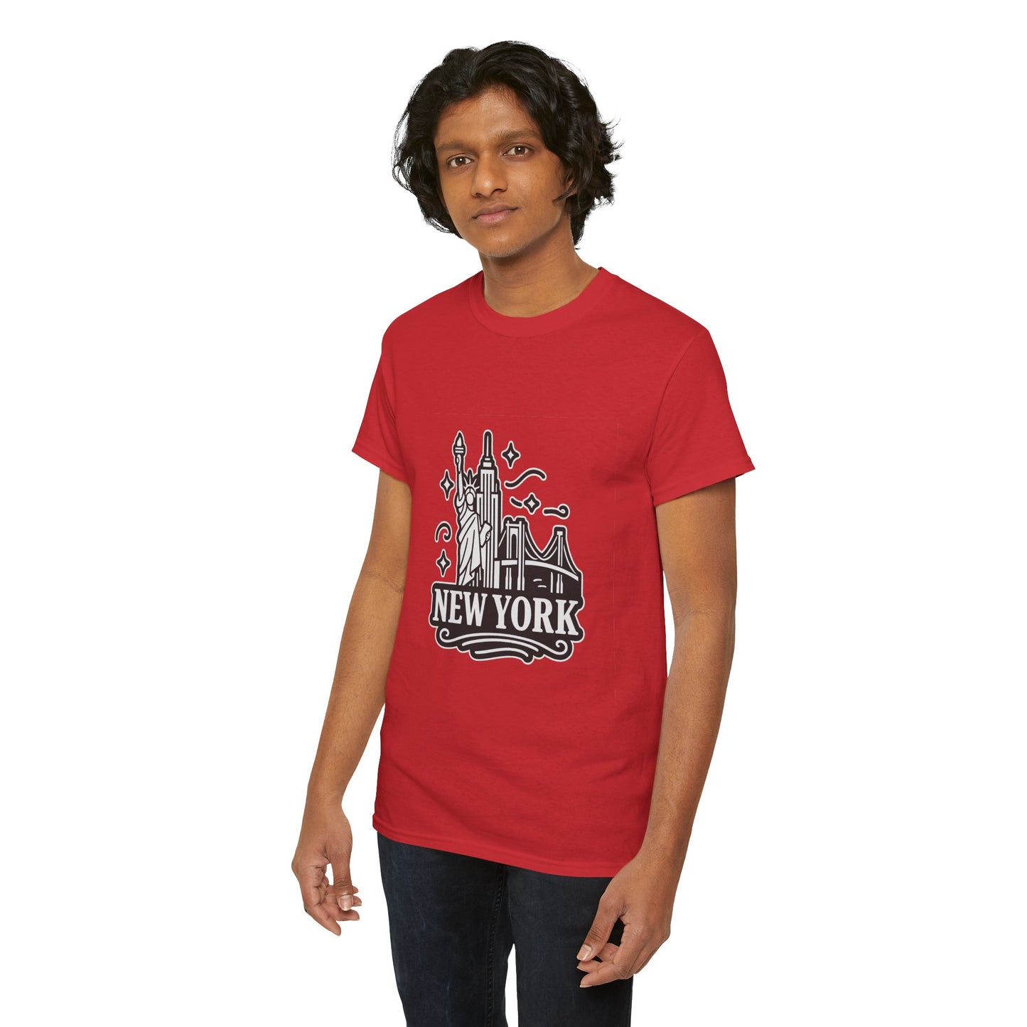 New York Skyline Unisex Heavy Cotton Tee, NYC T-Shirt, Travel Souvenir Shirt, Gift for New Yorkers, Cityscape Apparel