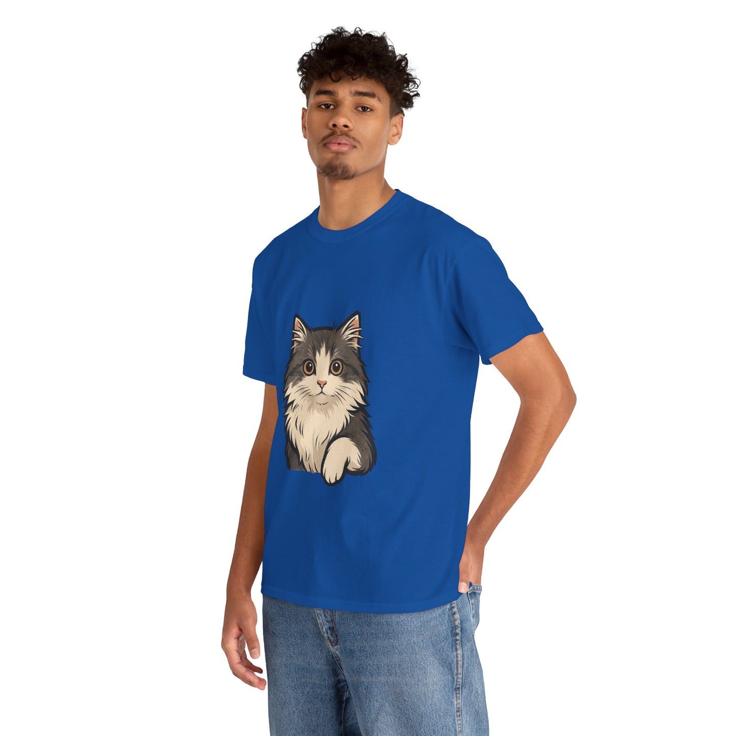 Cute Cat Unisex Heavy Cotton Tee, Animal Lover Gift, Pet Owner Shirt, Cat Lover Apparel, Animal Themed Tee, Casual Everyday Wear