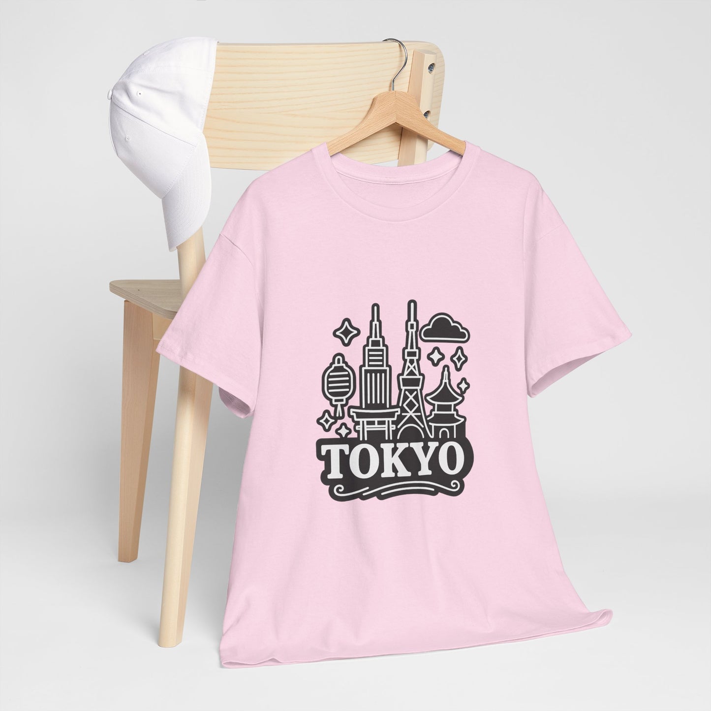 Tokyo Cityscape Unisex Heavy Cotton Tee, Graphic Tee, Travel T-Shirt, Urban Outfit, Gift for Travelers, Tokyo Lover Apparel