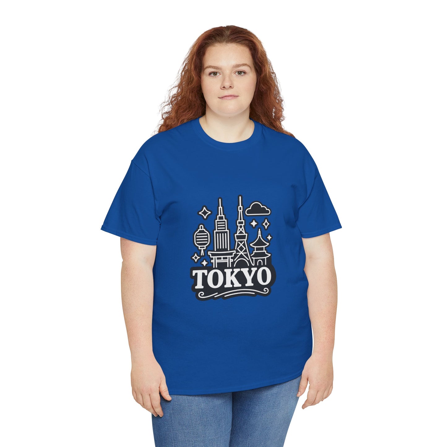 Tokyo Cityscape Unisex Heavy Cotton Tee, Graphic Tee, Travel T-Shirt, Urban Outfit, Gift for Travelers, Tokyo Lover Apparel