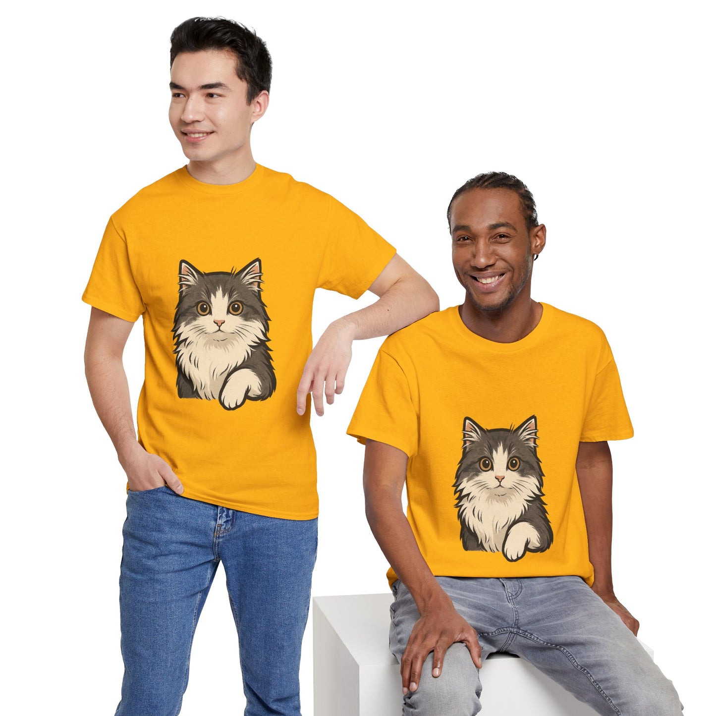 Cute Cat Unisex Heavy Cotton Tee, Animal Lover Gift, Pet Owner Shirt, Cat Lover Apparel, Animal Themed Tee, Casual Everyday Wear