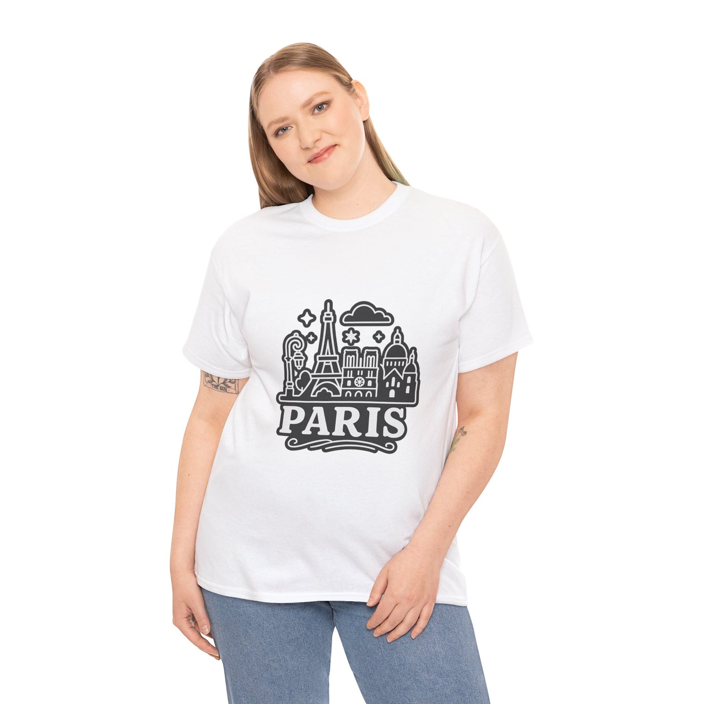 Paris-Themed Unisex Heavy Cotton Tee | Travel Gift, Casual Wear, Souvenir Shirt, Vacation Apparel, Paris Lover's Tee