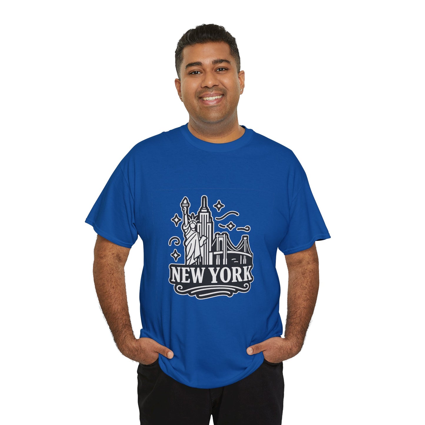 New York Skyline Unisex Heavy Cotton Tee, NYC T-Shirt, Travel Souvenir Shirt, Gift for New Yorkers, Cityscape Apparel