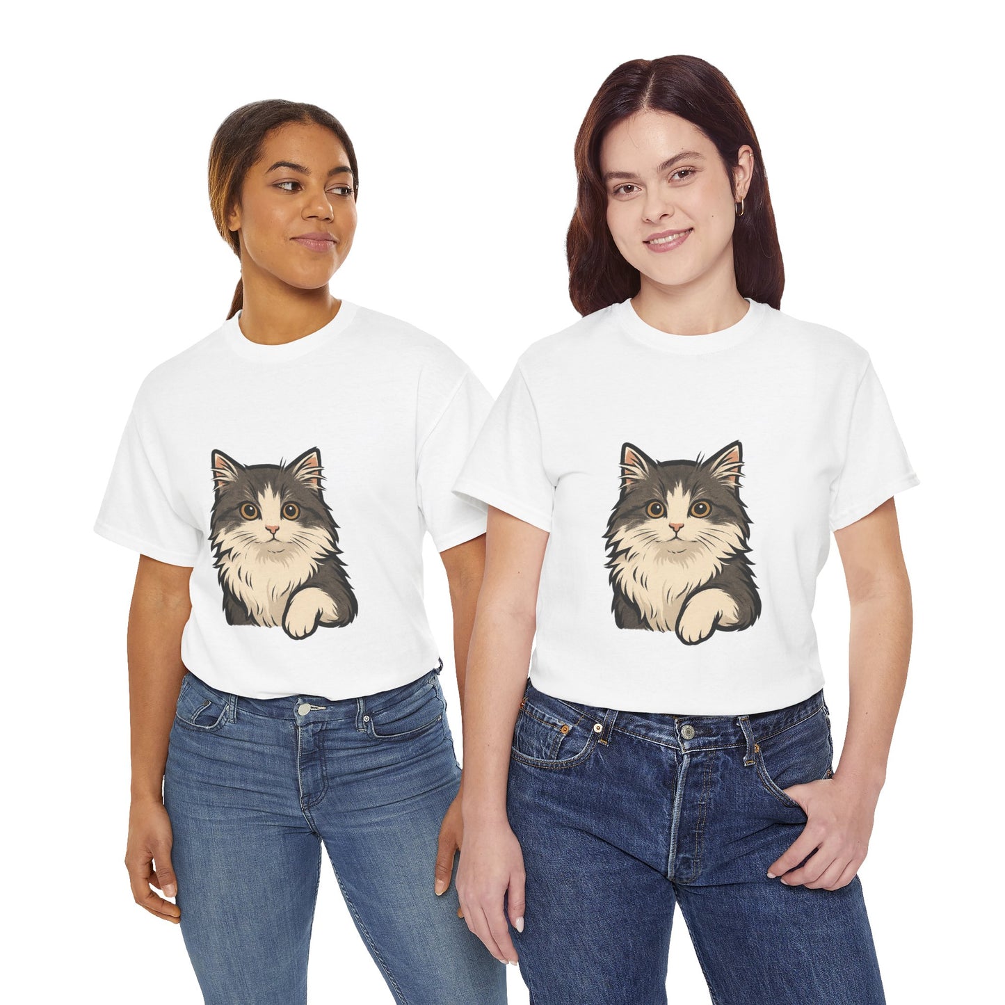 Cute Cat Unisex Heavy Cotton Tee, Animal Lover Gift, Pet Owner Shirt, Cat Lover Apparel, Animal Themed Tee, Casual Everyday Wear