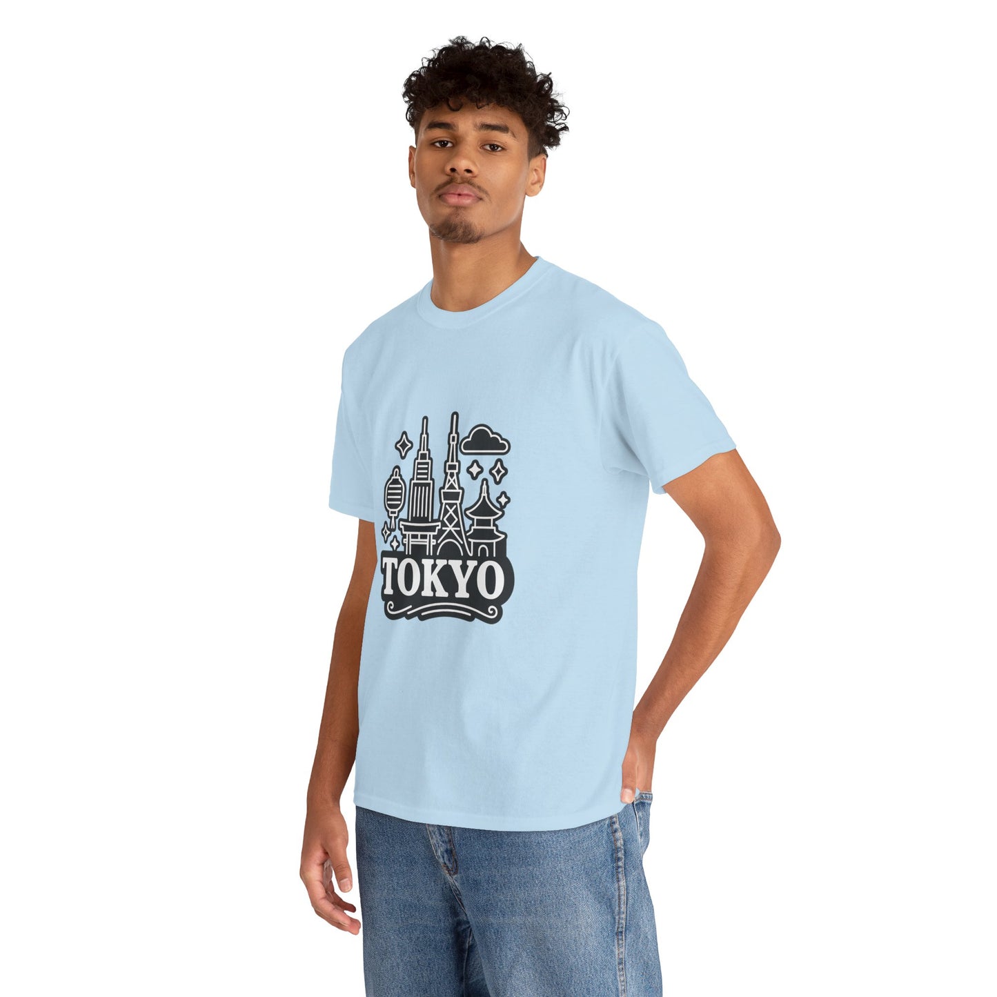 Tokyo Cityscape Unisex Heavy Cotton Tee, Graphic Tee, Travel T-Shirt, Urban Outfit, Gift for Travelers, Tokyo Lover Apparel