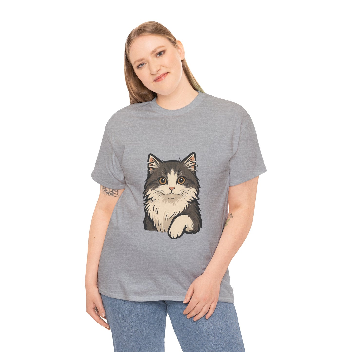Cute Cat Unisex Heavy Cotton Tee, Animal Lover Gift, Pet Owner Shirt, Cat Lover Apparel, Animal Themed Tee, Casual Everyday Wear