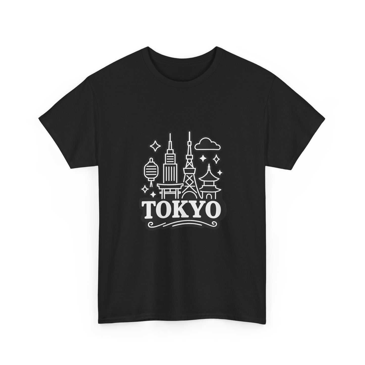 Tokyo Cityscape Unisex Heavy Cotton Tee, Graphic Tee, Travel T-Shirt, Urban Outfit, Gift for Travelers, Tokyo Lover Apparel