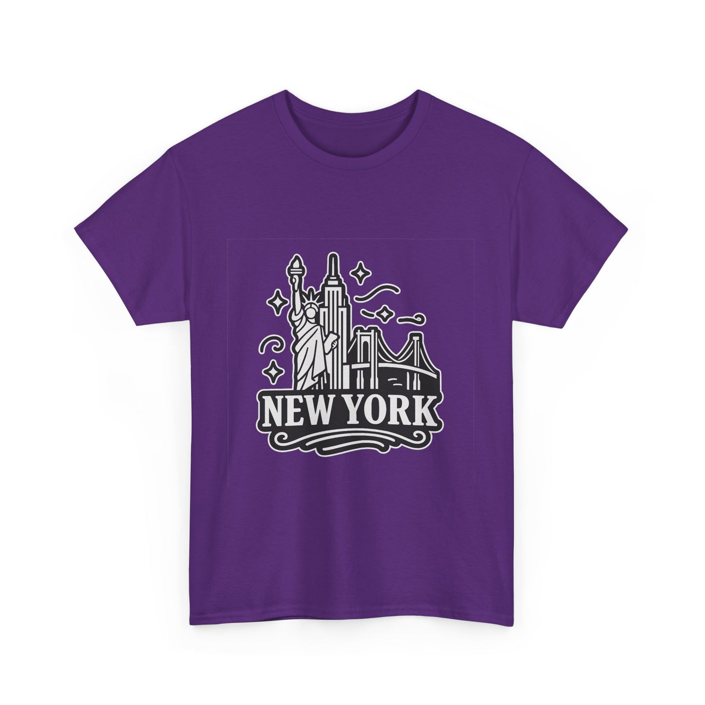New York Skyline Unisex Heavy Cotton Tee, NYC T-Shirt, Travel Souvenir Shirt, Gift for New Yorkers, Cityscape Apparel