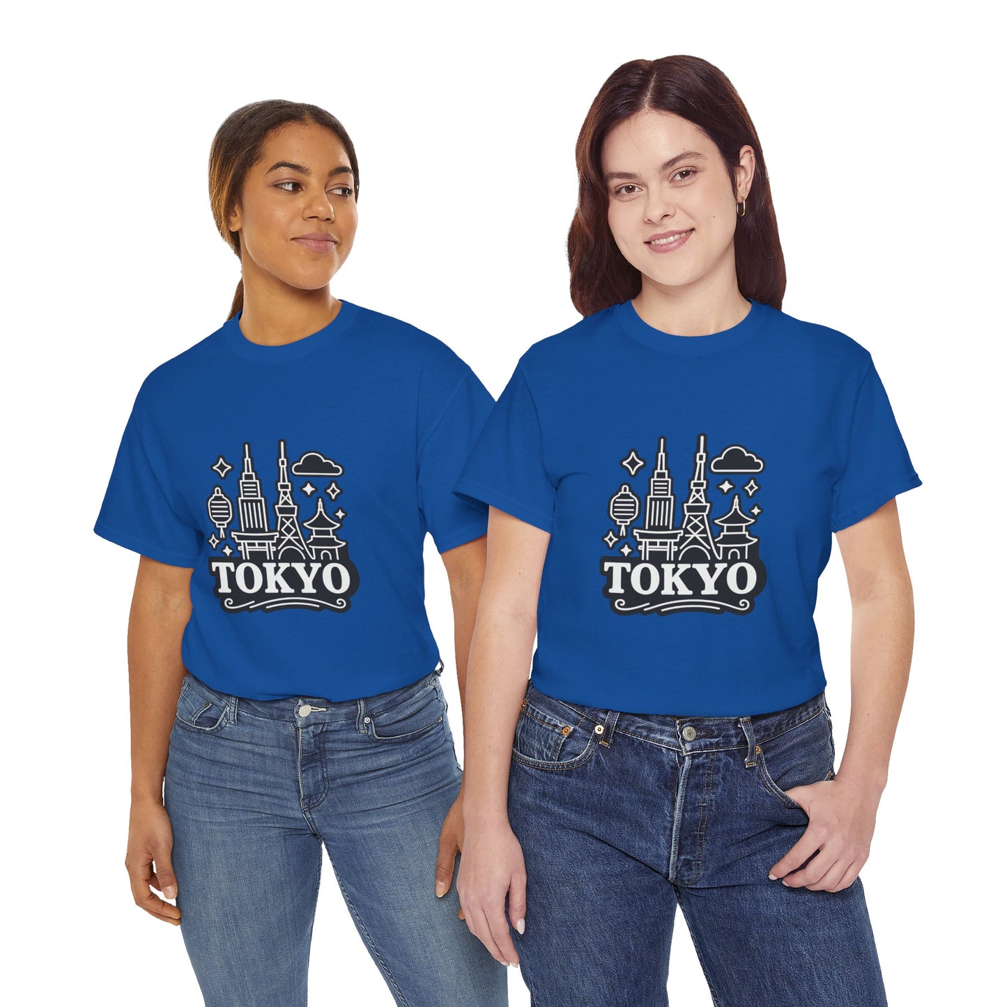 Tokyo Cityscape Unisex Heavy Cotton Tee, Graphic Tee, Travel T-Shirt, Urban Outfit, Gift for Travelers, Tokyo Lover Apparel