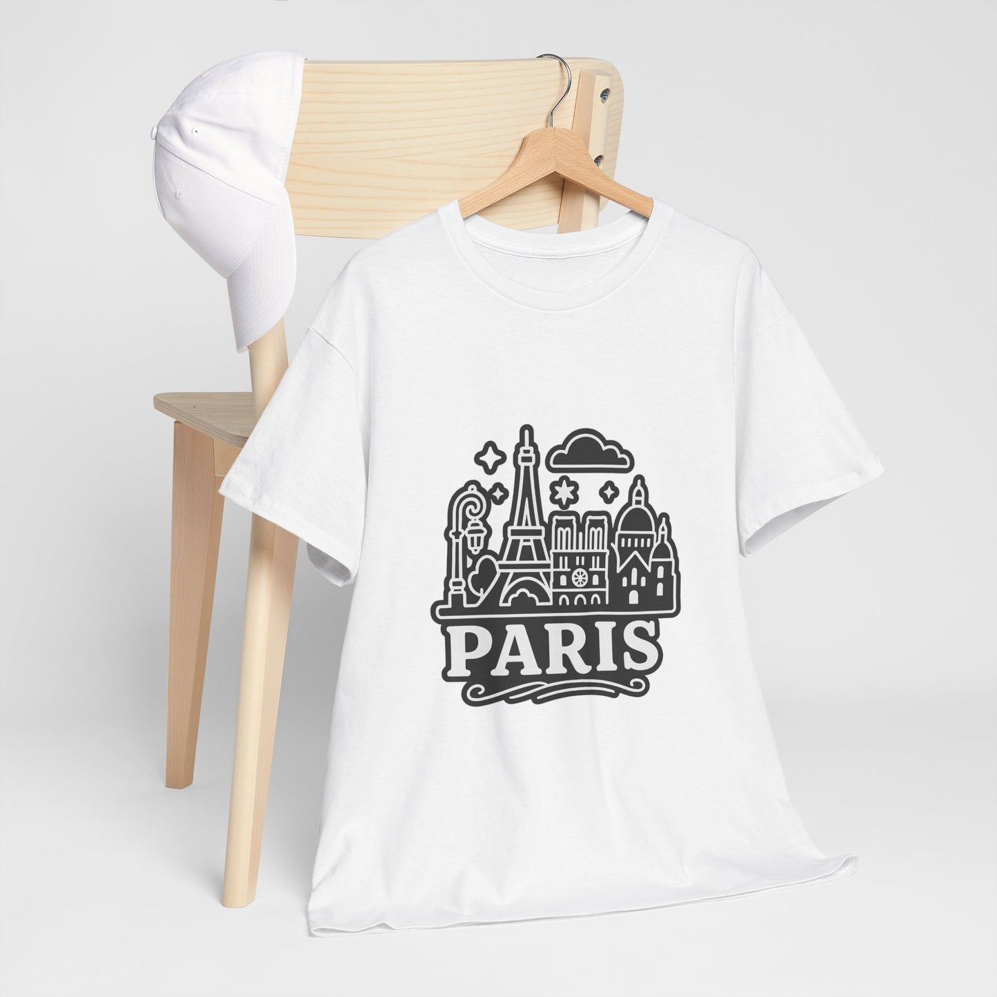 Paris-Themed Unisex Heavy Cotton Tee | Travel Gift, Casual Wear, Souvenir Shirt, Vacation Apparel, Paris Lover's Tee