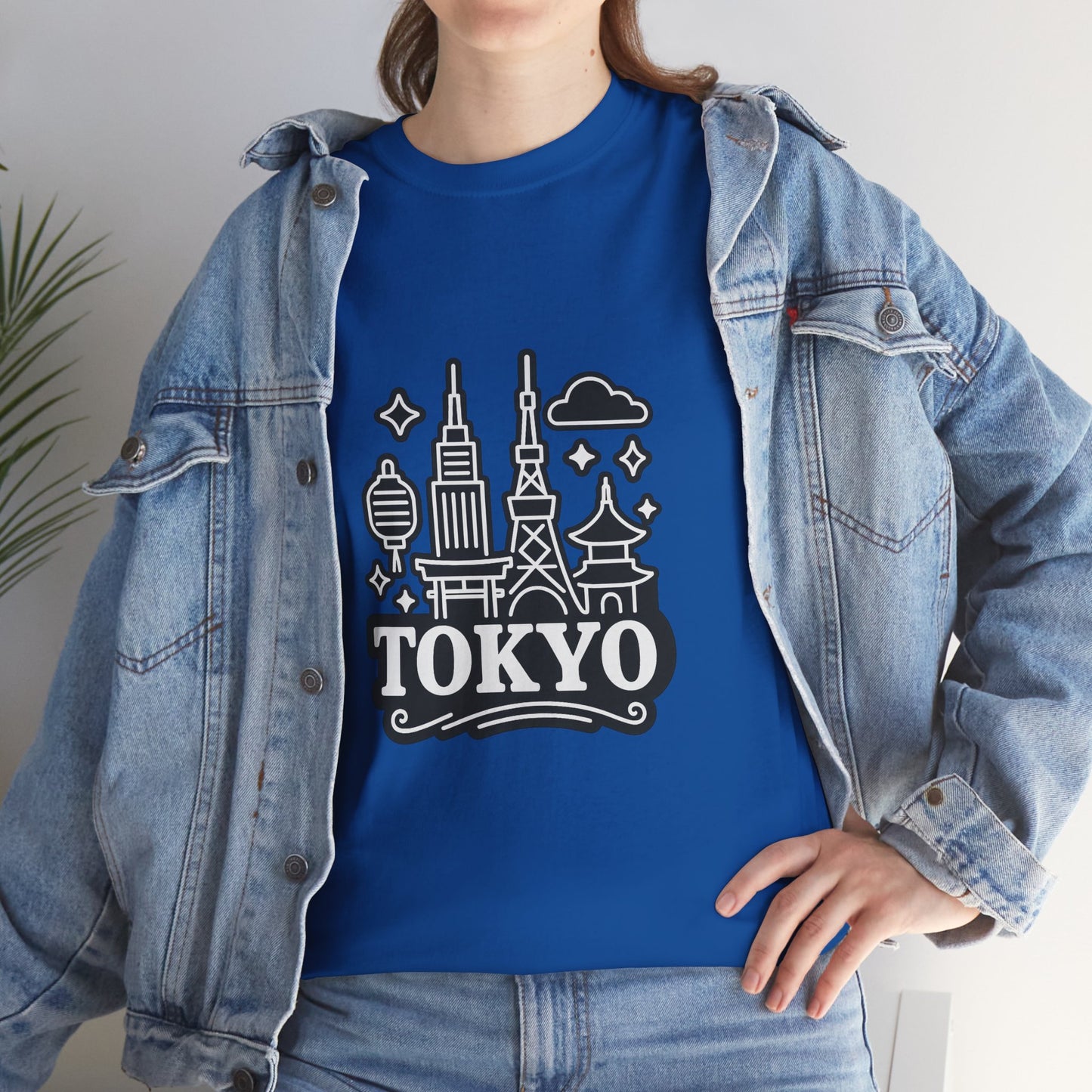 Tokyo Cityscape Unisex Heavy Cotton Tee, Graphic Tee, Travel T-Shirt, Urban Outfit, Gift for Travelers, Tokyo Lover Apparel