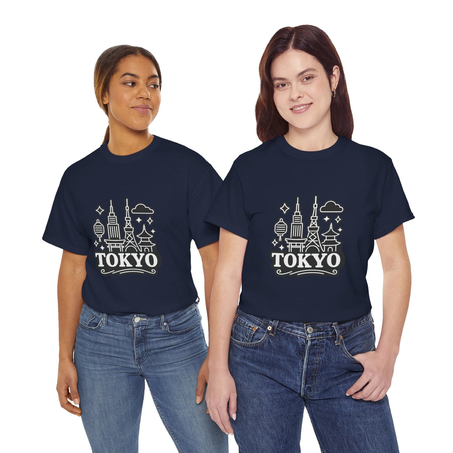 Tokyo Cityscape Unisex Heavy Cotton Tee, Graphic Tee, Travel T-Shirt, Urban Outfit, Gift for Travelers, Tokyo Lover Apparel