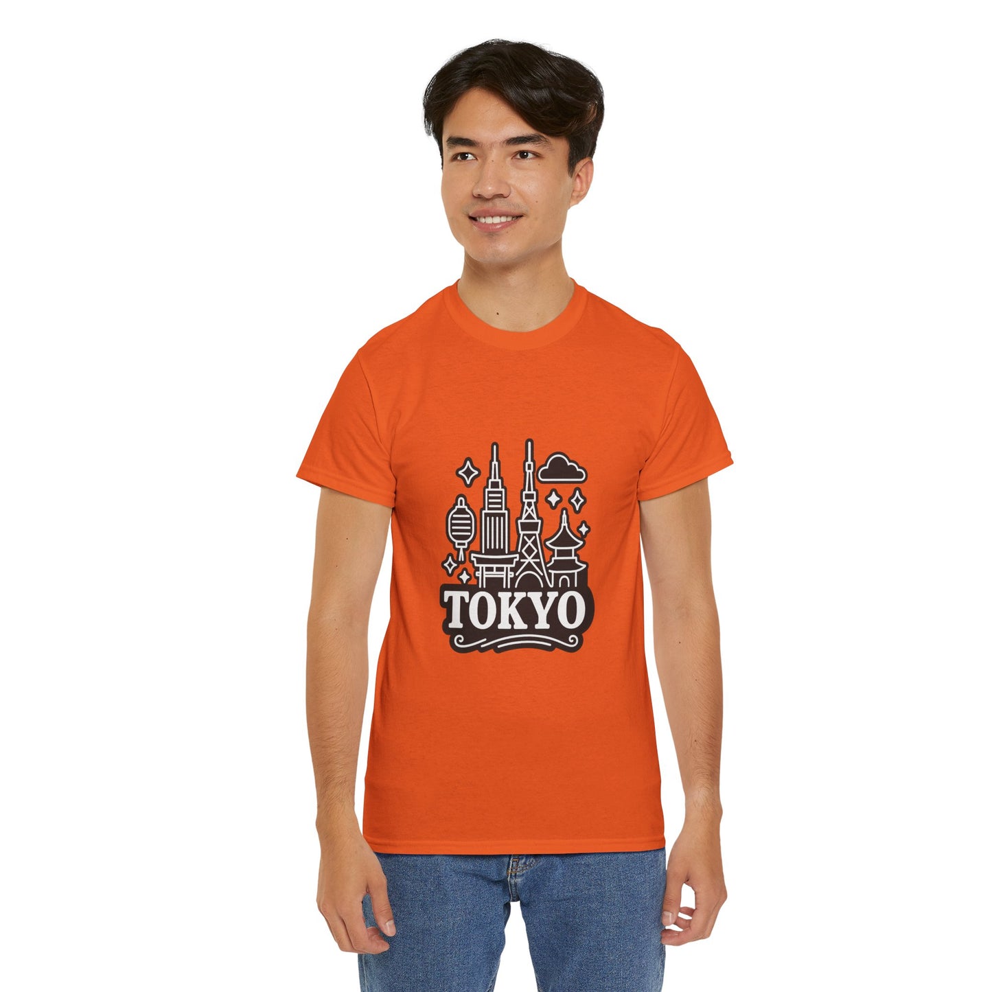 Tokyo Cityscape Unisex Heavy Cotton Tee, Graphic Tee, Travel T-Shirt, Urban Outfit, Gift for Travelers, Tokyo Lover Apparel