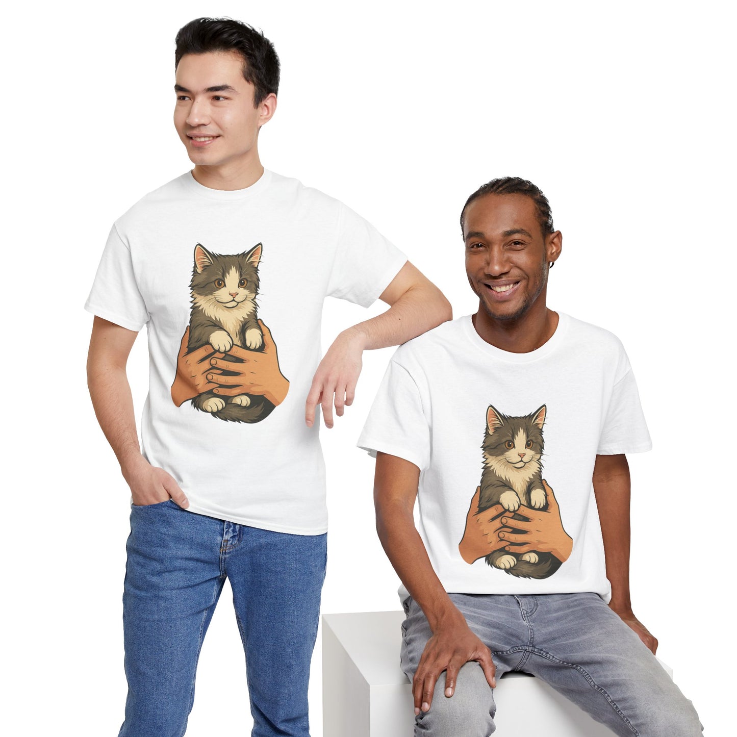 Cat Lover's Unisex Heavy Cotton Tee - Cute Cat Design, Pet Owner Gift, Animal Lover Shirt, Cozy Everyday Wear, Perfect for Birthdays