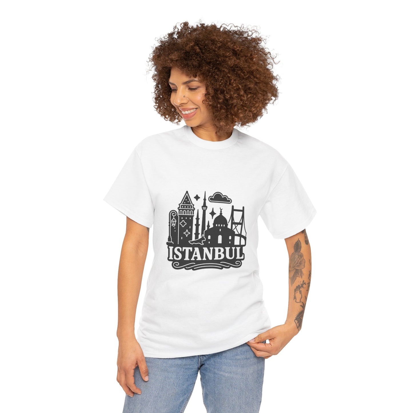 Istanbul Cityscape Unisex Heavy Cotton Tee, Travel Shirt, Gift for Travelers, Casual Style, Urban Outfit, Adventure Apparel