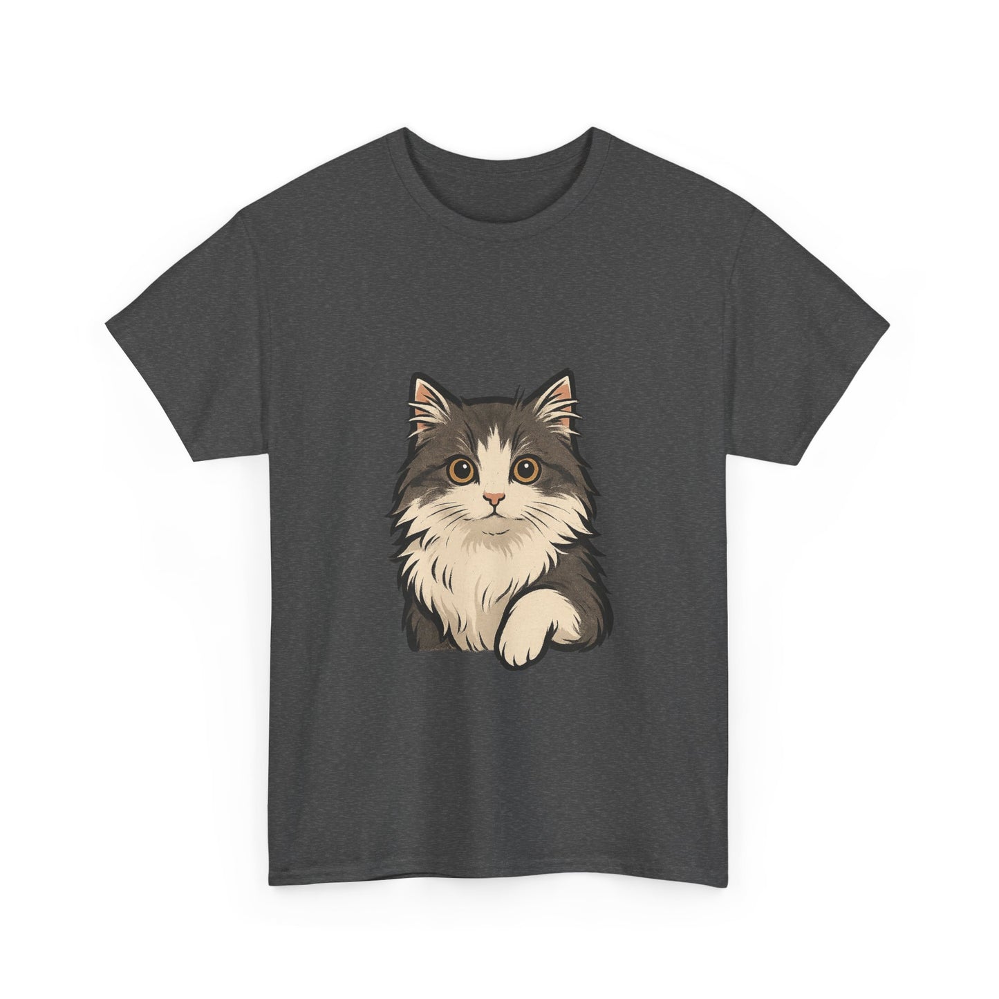 Cute Cat Unisex Heavy Cotton Tee, Animal Lover Gift, Pet Owner Shirt, Cat Lover Apparel, Animal Themed Tee, Casual Everyday Wear