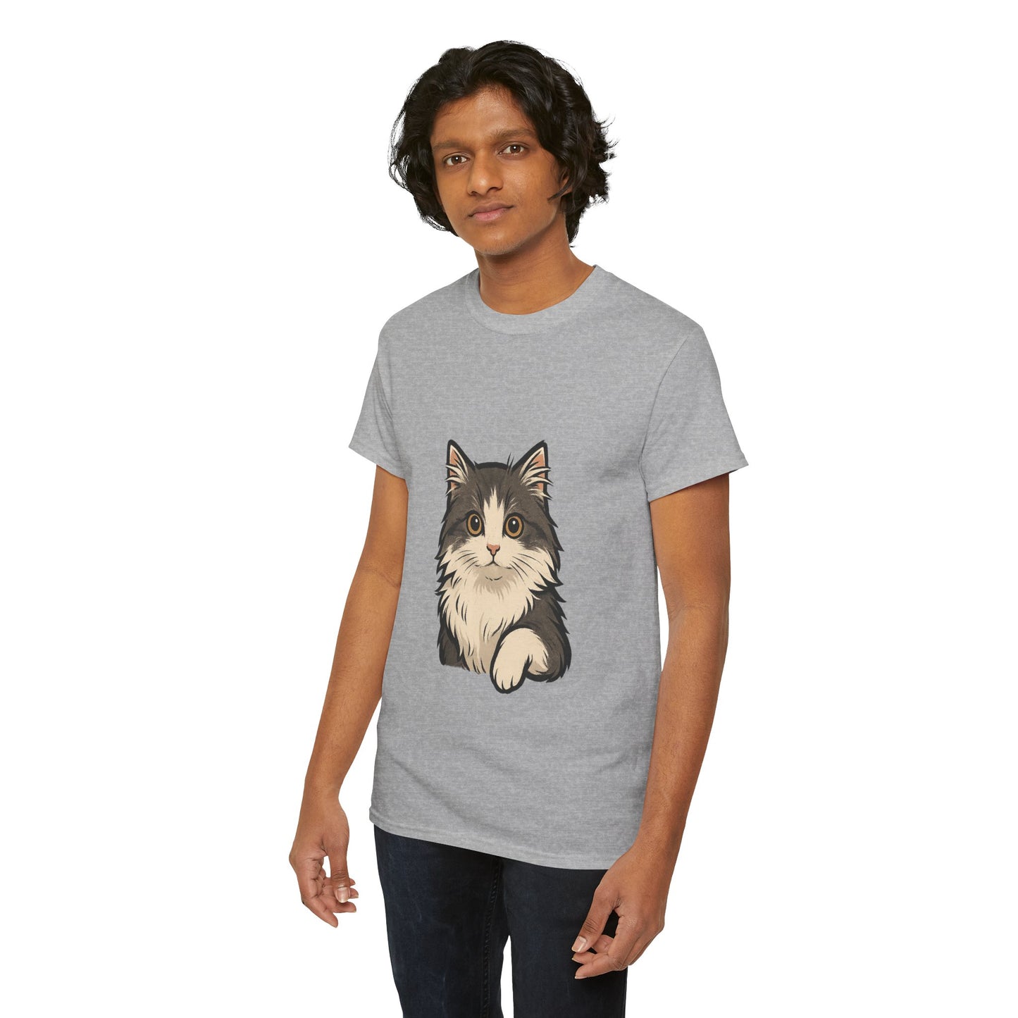 Cute Cat Unisex Heavy Cotton Tee, Animal Lover Gift, Pet Owner Shirt, Cat Lover Apparel, Animal Themed Tee, Casual Everyday Wear
