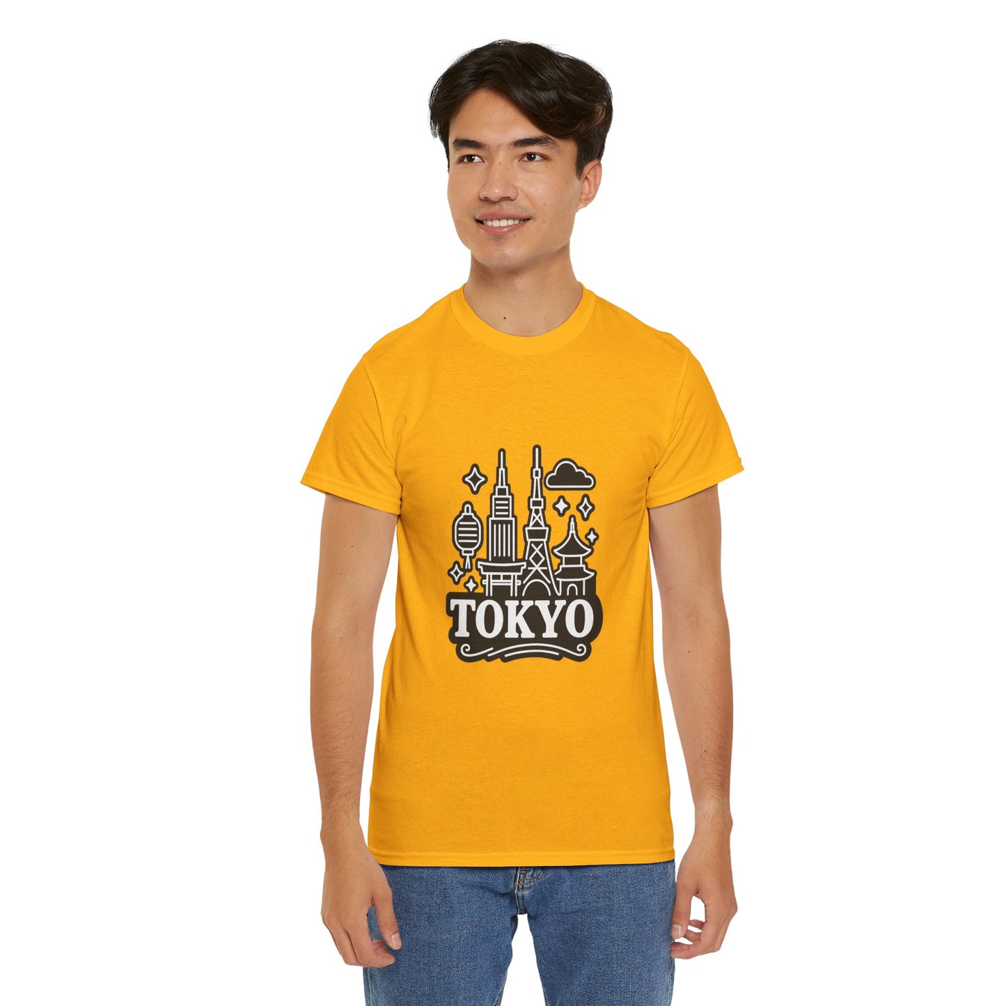Tokyo Cityscape Unisex Heavy Cotton Tee, Graphic Tee, Travel T-Shirt, Urban Outfit, Gift for Travelers, Tokyo Lover Apparel