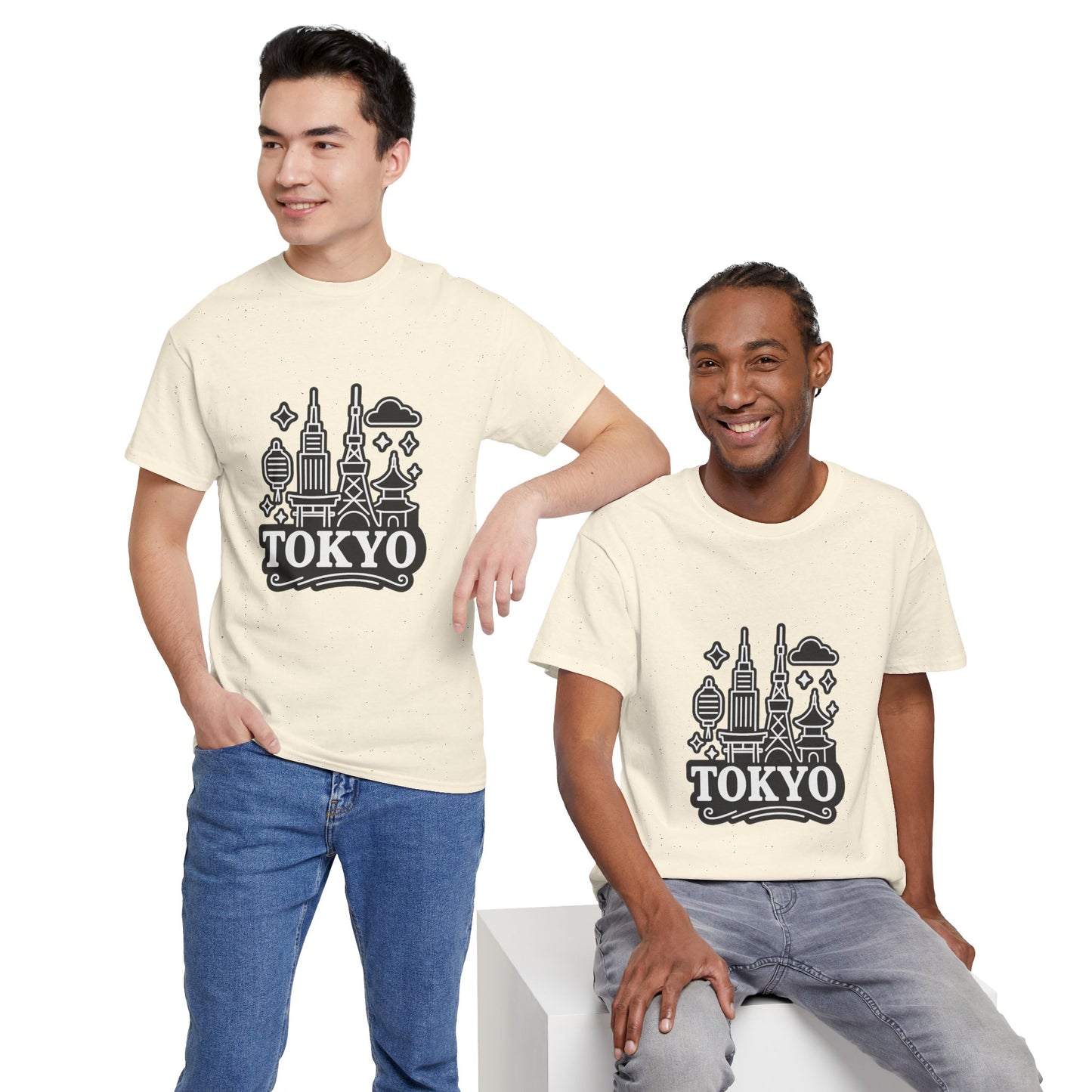Tokyo Cityscape Unisex Heavy Cotton Tee, Graphic Tee, Travel T-Shirt, Urban Outfit, Gift for Travelers, Tokyo Lover Apparel