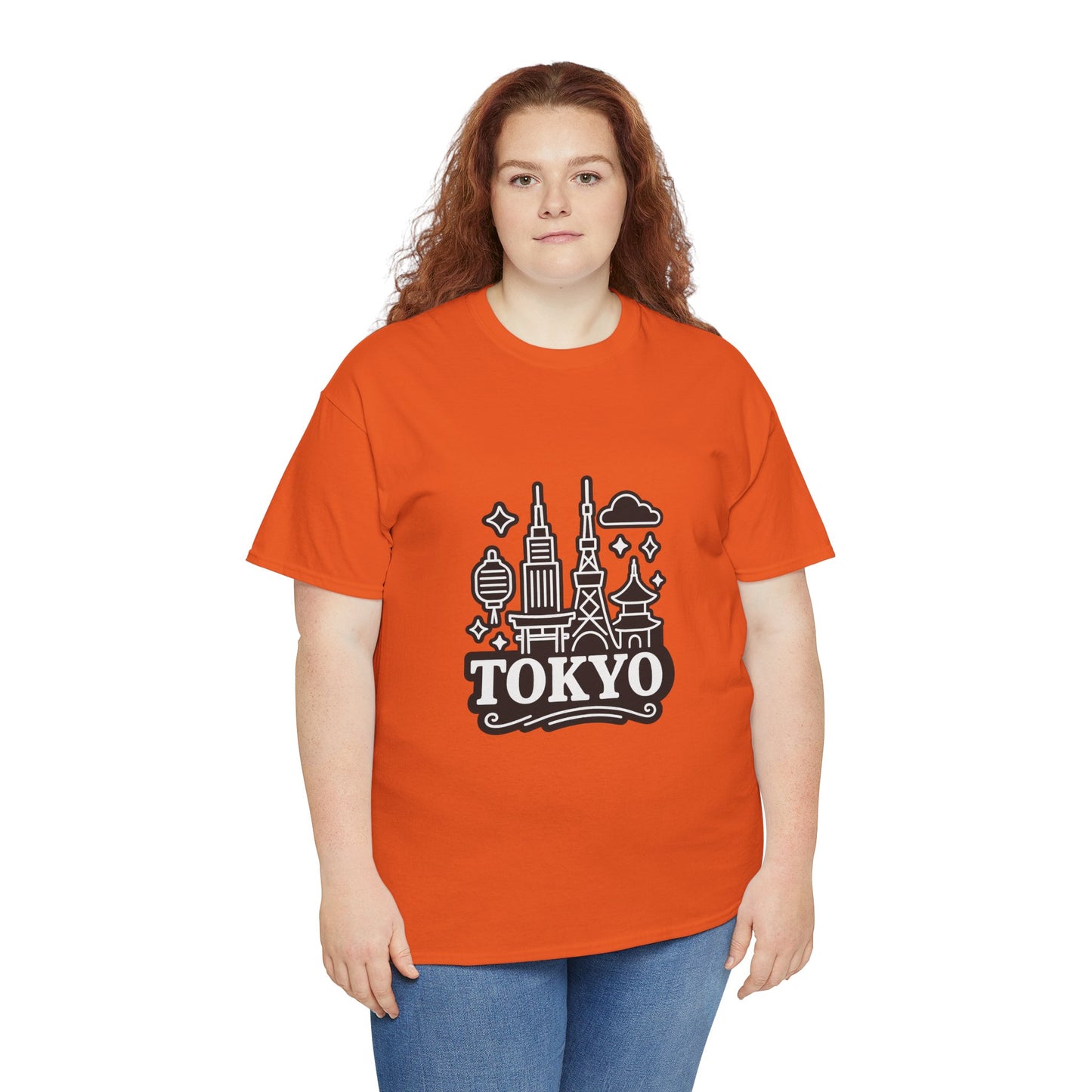 Tokyo Cityscape Unisex Heavy Cotton Tee, Graphic Tee, Travel T-Shirt, Urban Outfit, Gift for Travelers, Tokyo Lover Apparel