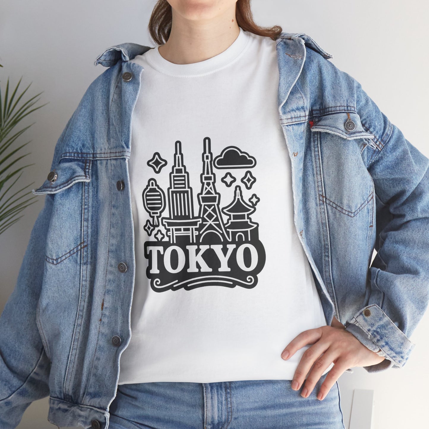 Tokyo Cityscape Unisex Heavy Cotton Tee, Graphic Tee, Travel T-Shirt, Urban Outfit, Gift for Travelers, Tokyo Lover Apparel