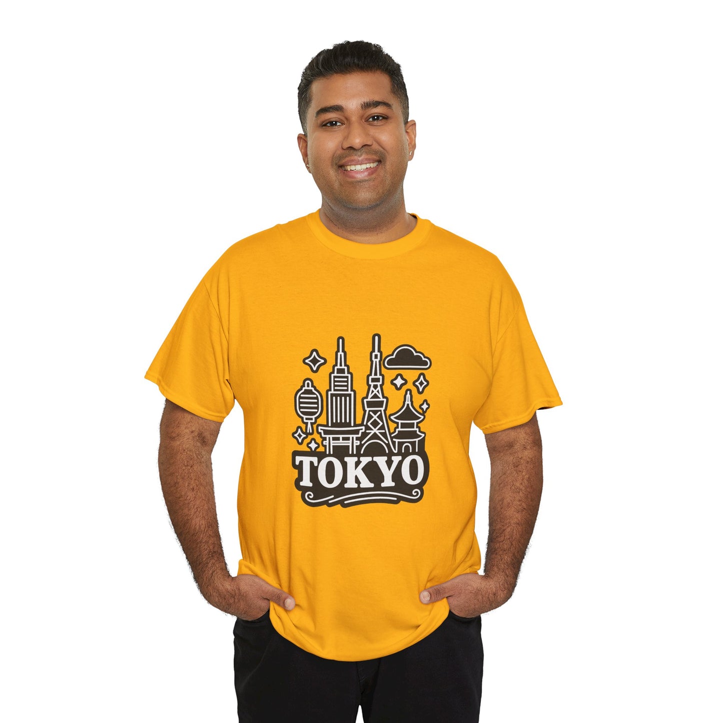 Tokyo Cityscape Unisex Heavy Cotton Tee, Graphic Tee, Travel T-Shirt, Urban Outfit, Gift for Travelers, Tokyo Lover Apparel