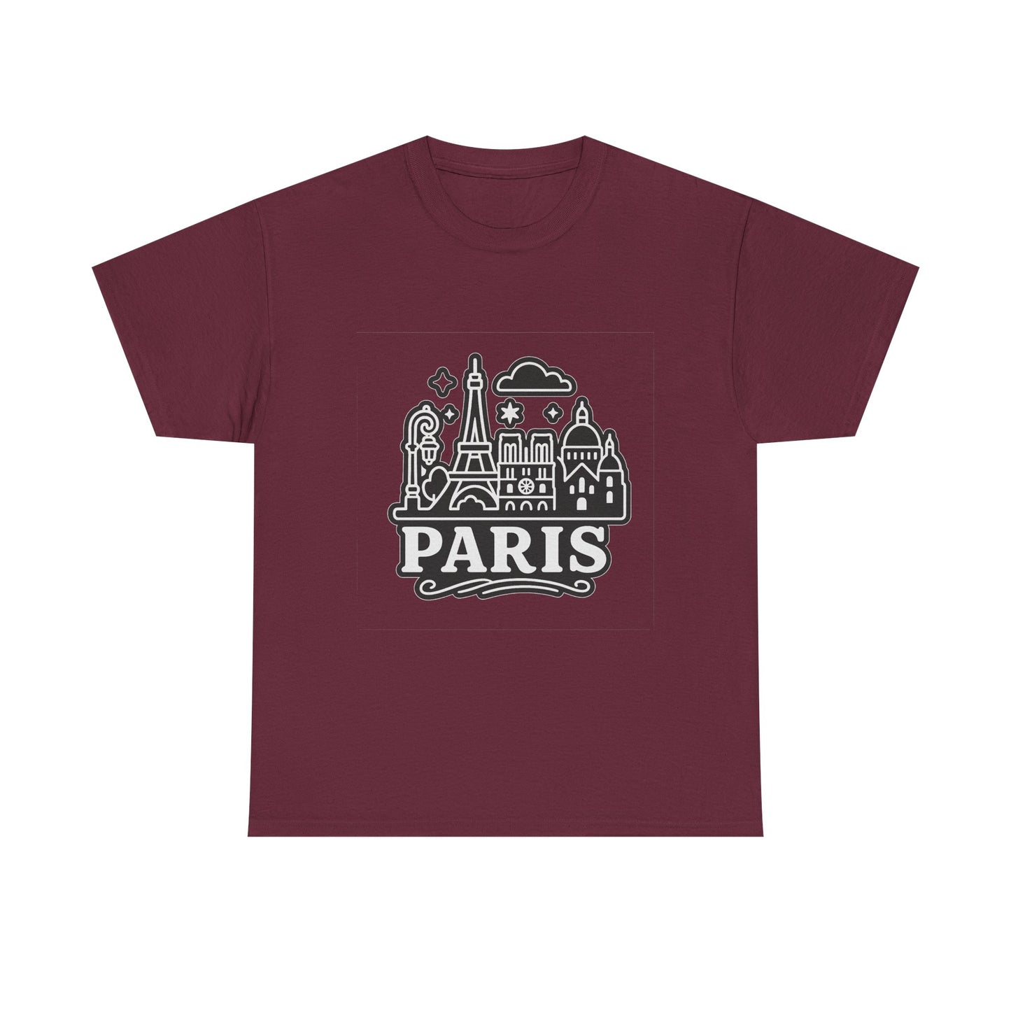 Paris-Themed Unisex Heavy Cotton Tee | Travel Gift, Casual Wear, Souvenir Shirt, Vacation Apparel, Paris Lover's Tee