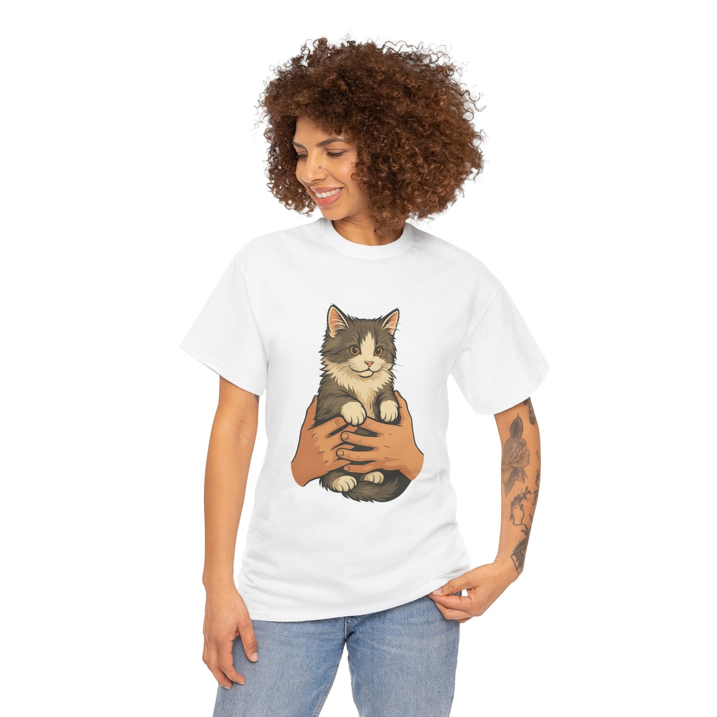 Cat Lover's Unisex Heavy Cotton Tee - Cute Cat Design, Pet Owner Gift, Animal Lover Shirt, Cozy Everyday Wear, Perfect for Birthdays