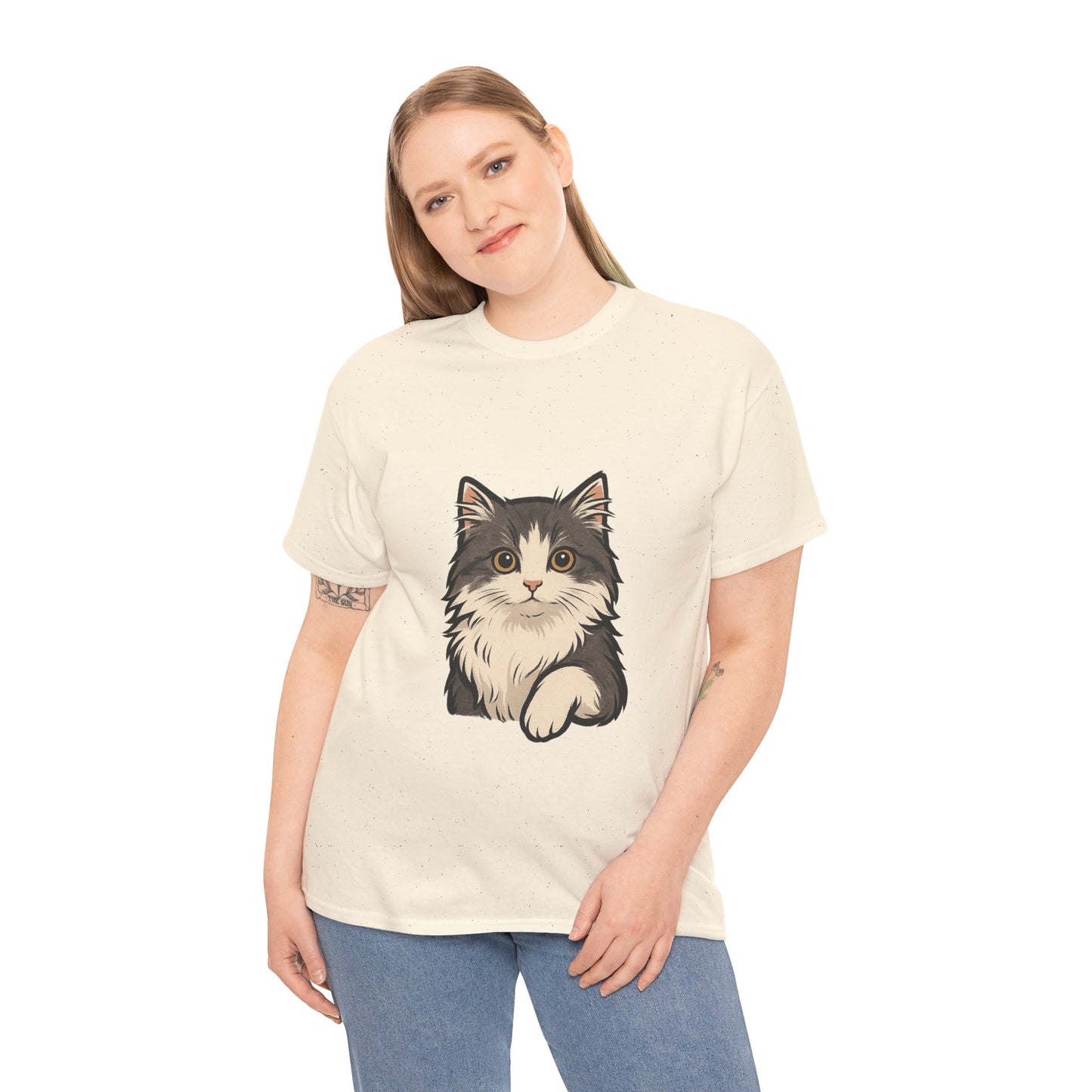 Cute Cat Unisex Heavy Cotton Tee, Animal Lover Gift, Pet Owner Shirt, Cat Lover Apparel, Animal Themed Tee, Casual Everyday Wear