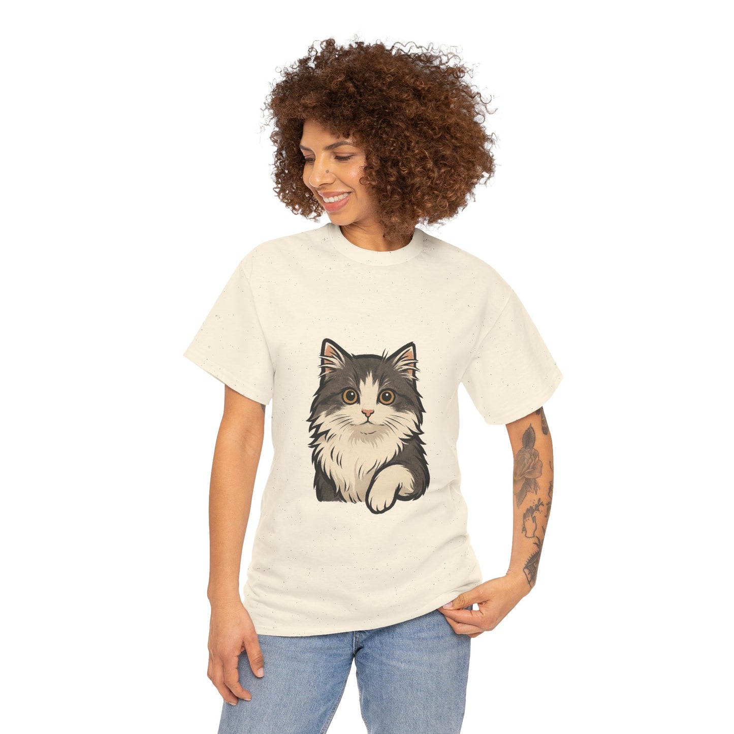 Cute Cat Unisex Heavy Cotton Tee, Animal Lover Gift, Pet Owner Shirt, Cat Lover Apparel, Animal Themed Tee, Casual Everyday Wear