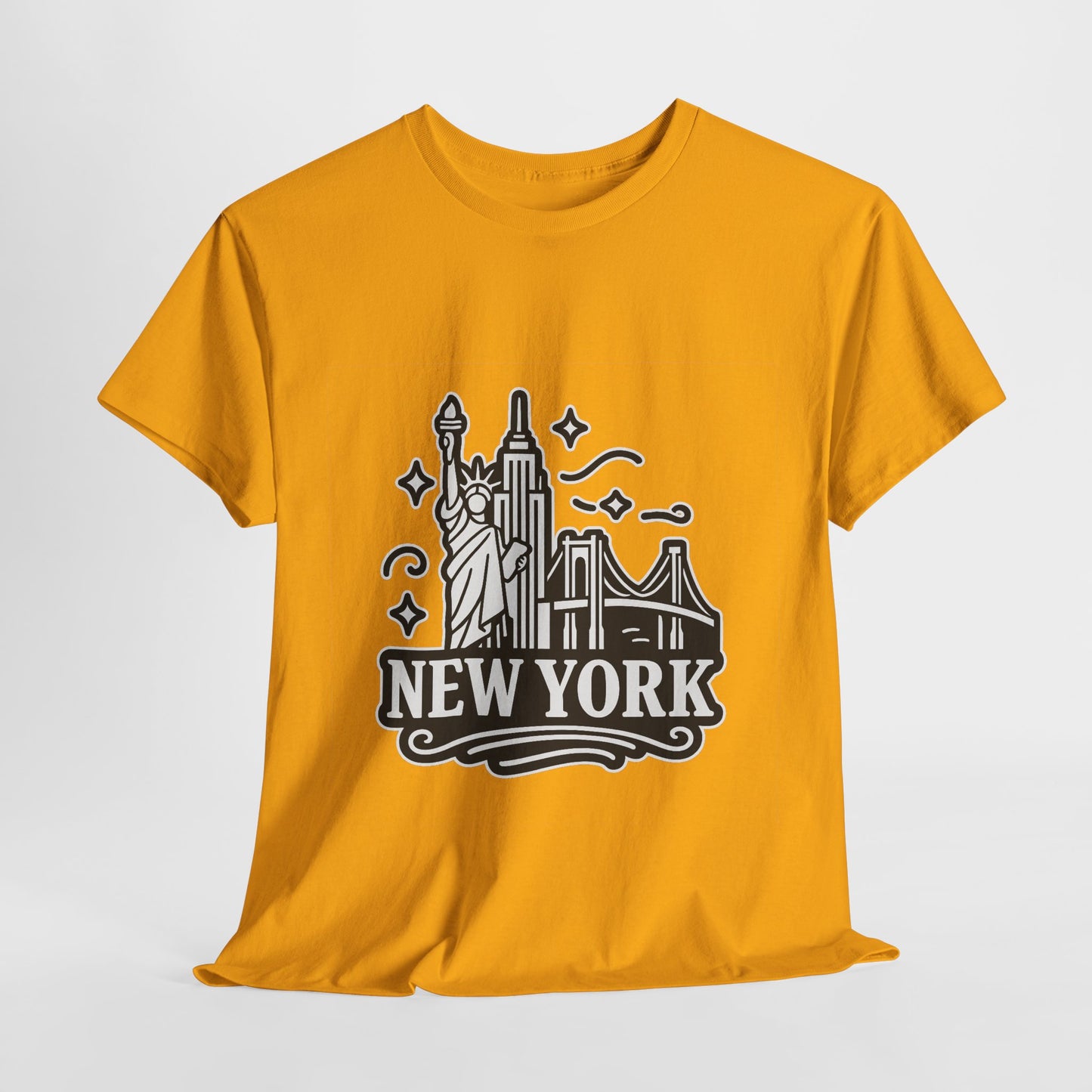 New York Skyline Unisex Heavy Cotton Tee, NYC T-Shirt, Travel Souvenir Shirt, Gift for New Yorkers, Cityscape Apparel