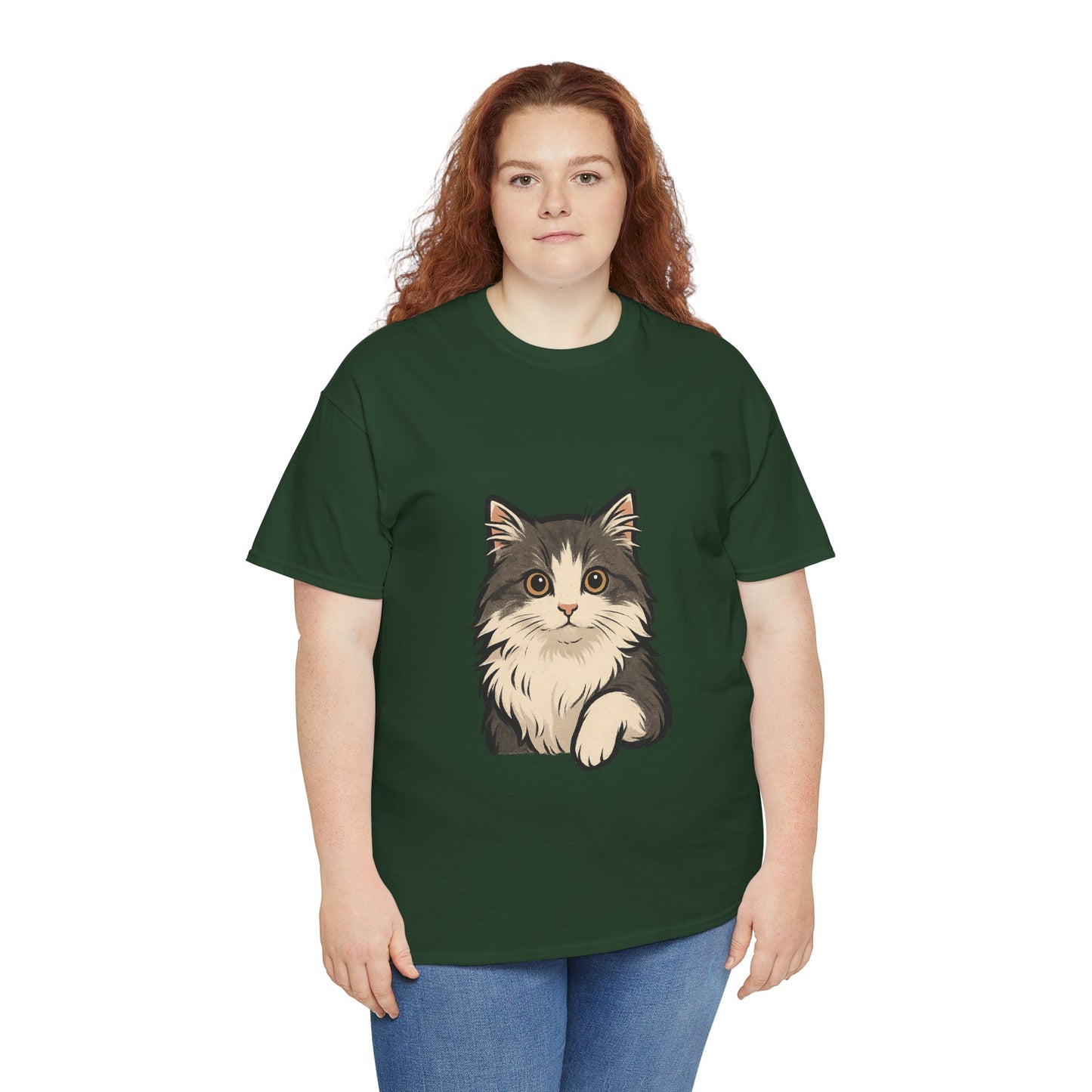 Cute Cat Unisex Heavy Cotton Tee, Animal Lover Gift, Pet Owner Shirt, Cat Lover Apparel, Animal Themed Tee, Casual Everyday Wear