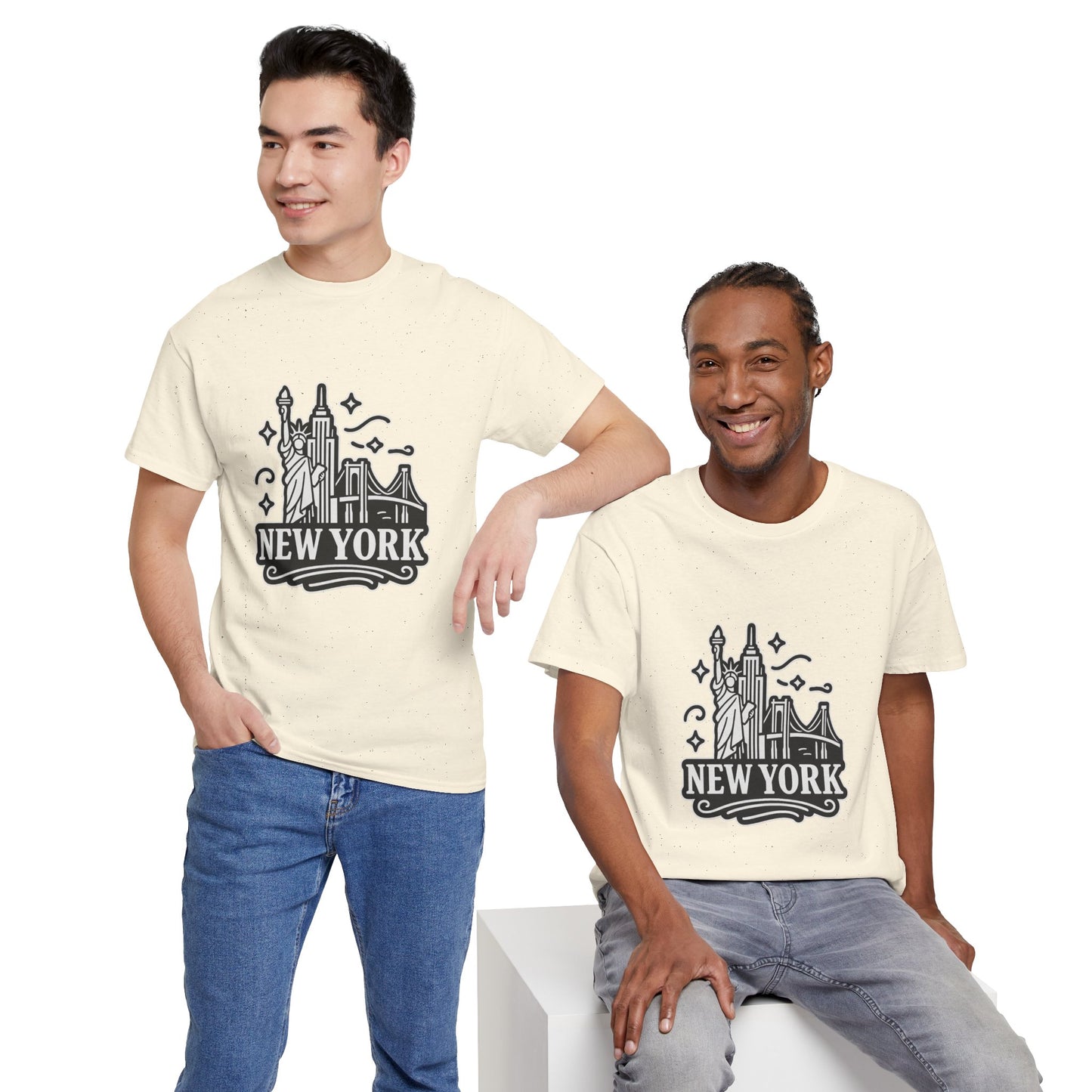 New York Skyline Unisex Heavy Cotton Tee, NYC T-Shirt, Travel Souvenir Shirt, Gift for New Yorkers, Cityscape Apparel