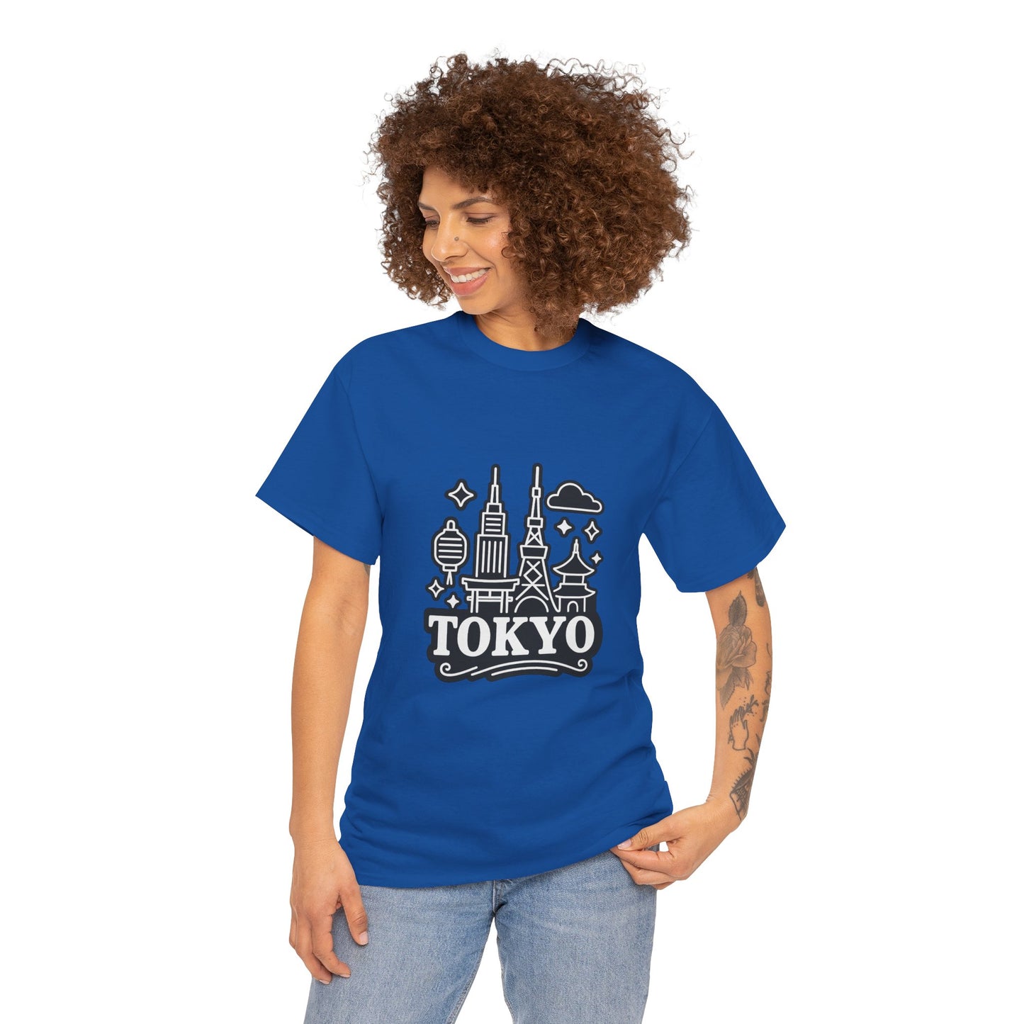 Tokyo Cityscape Unisex Heavy Cotton Tee, Graphic Tee, Travel T-Shirt, Urban Outfit, Gift for Travelers, Tokyo Lover Apparel