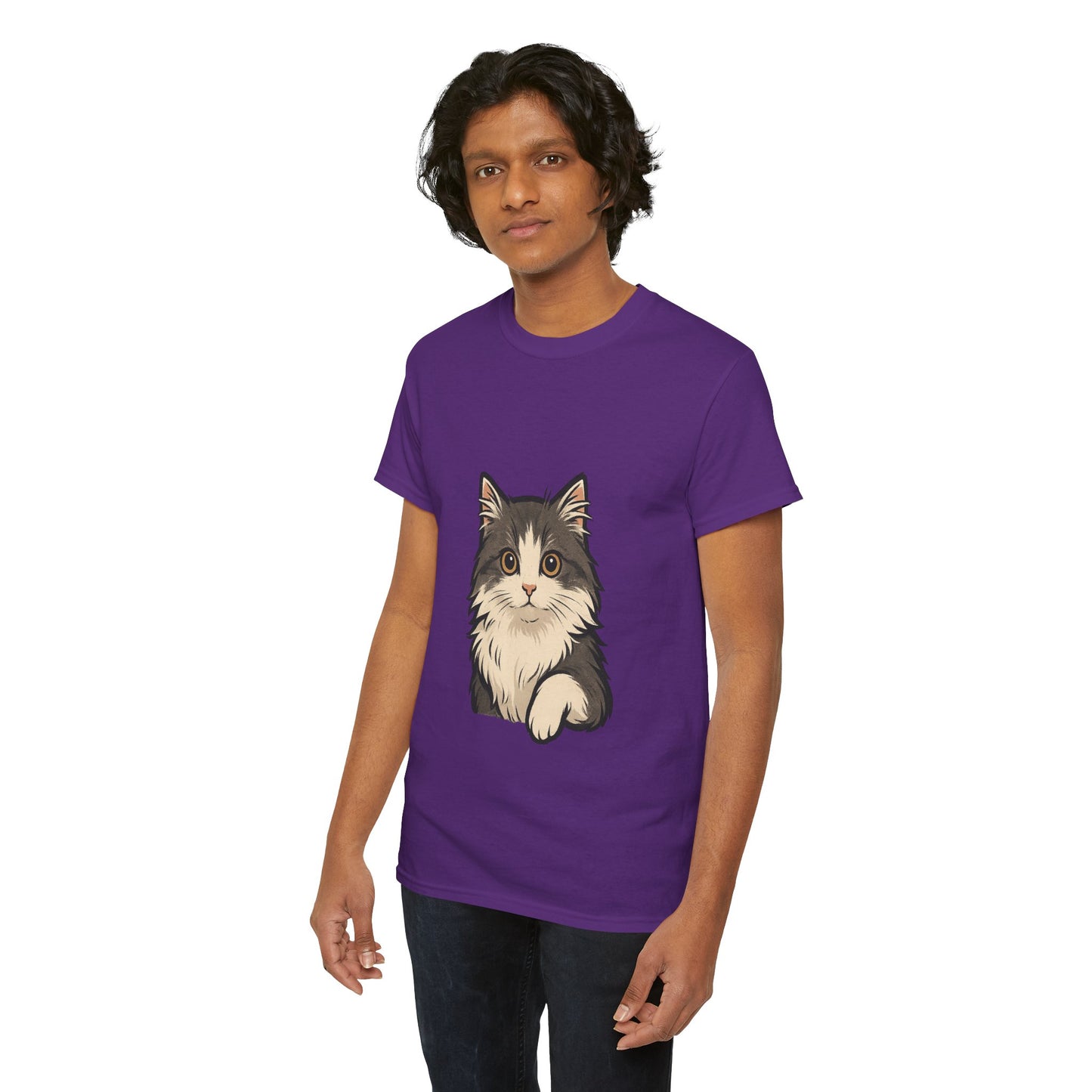 Cute Cat Unisex Heavy Cotton Tee, Animal Lover Gift, Pet Owner Shirt, Cat Lover Apparel, Animal Themed Tee, Casual Everyday Wear