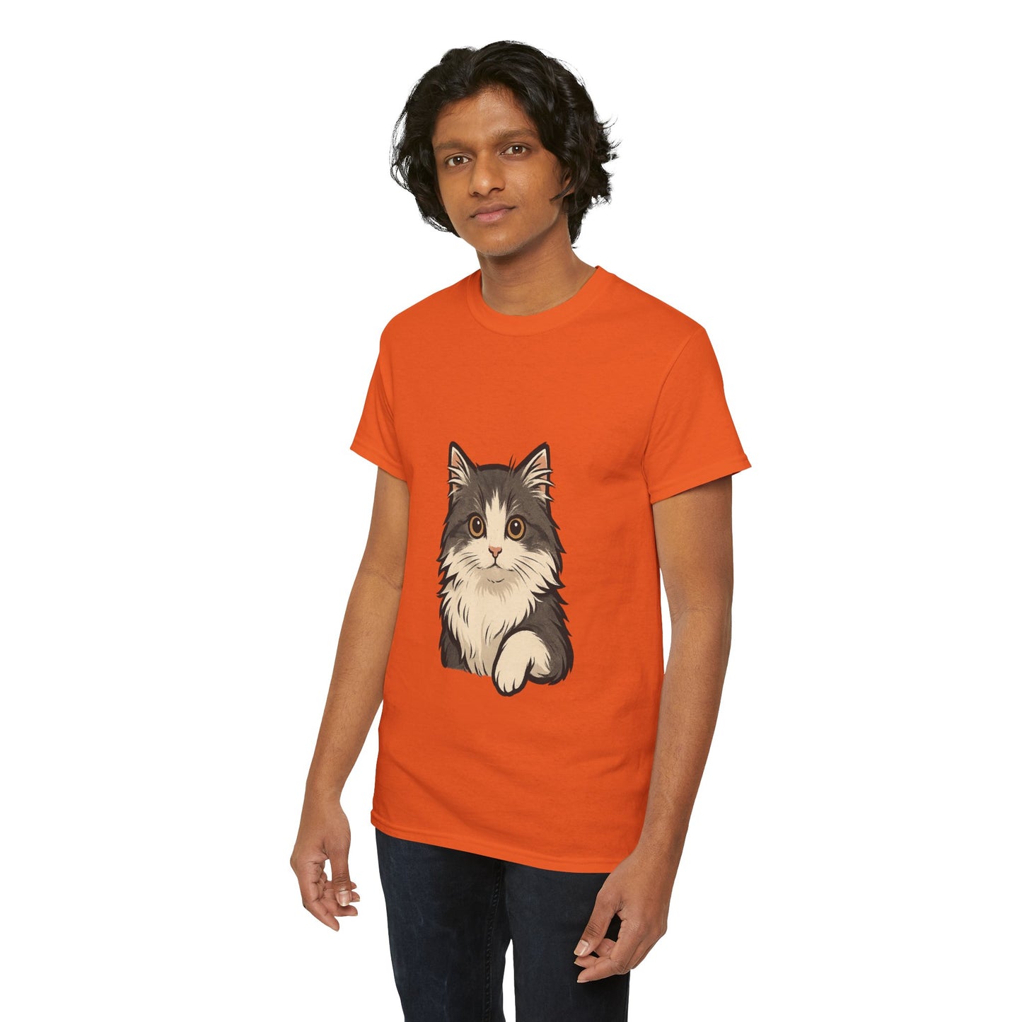 Cute Cat Unisex Heavy Cotton Tee, Animal Lover Gift, Pet Owner Shirt, Cat Lover Apparel, Animal Themed Tee, Casual Everyday Wear