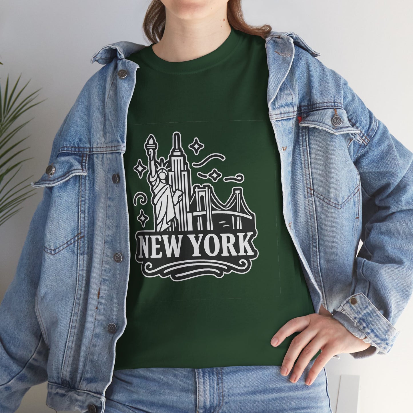 New York Skyline Unisex Heavy Cotton Tee, NYC T-Shirt, Travel Souvenir Shirt, Gift for New Yorkers, Cityscape Apparel