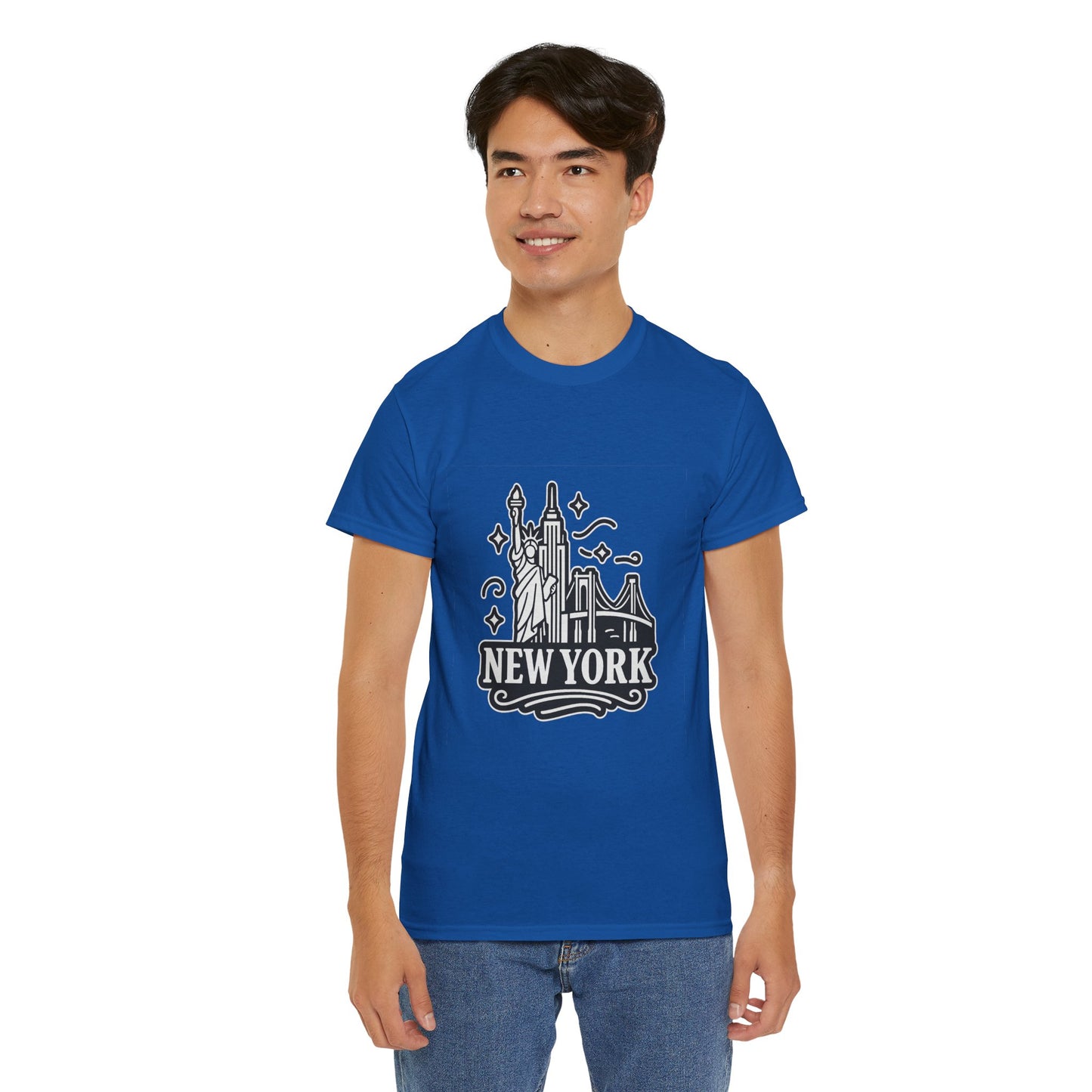 New York Skyline Unisex Heavy Cotton Tee, NYC T-Shirt, Travel Souvenir Shirt, Gift for New Yorkers, Cityscape Apparel