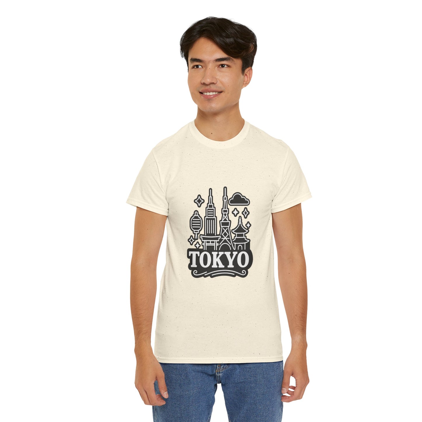Tokyo Cityscape Unisex Heavy Cotton Tee, Graphic Tee, Travel T-Shirt, Urban Outfit, Gift for Travelers, Tokyo Lover Apparel