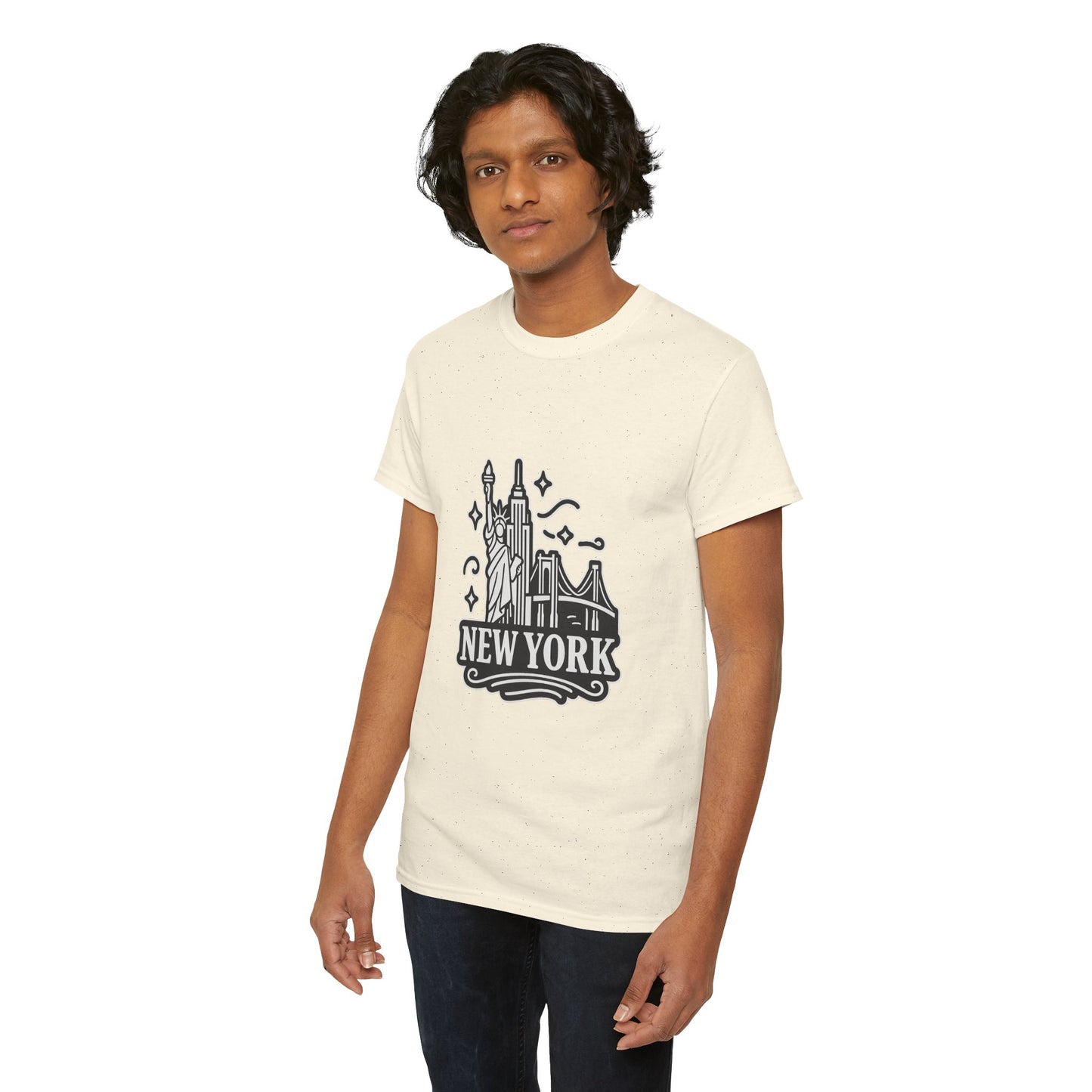 New York Skyline Unisex Heavy Cotton Tee, NYC T-Shirt, Travel Souvenir Shirt, Gift for New Yorkers, Cityscape Apparel