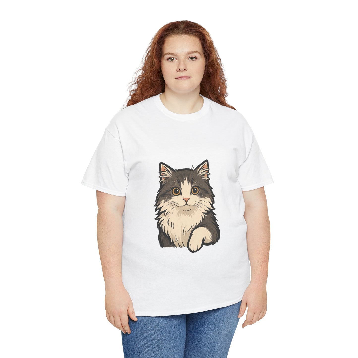 Cute Cat Unisex Heavy Cotton Tee, Animal Lover Gift, Pet Owner Shirt, Cat Lover Apparel, Animal Themed Tee, Casual Everyday Wear