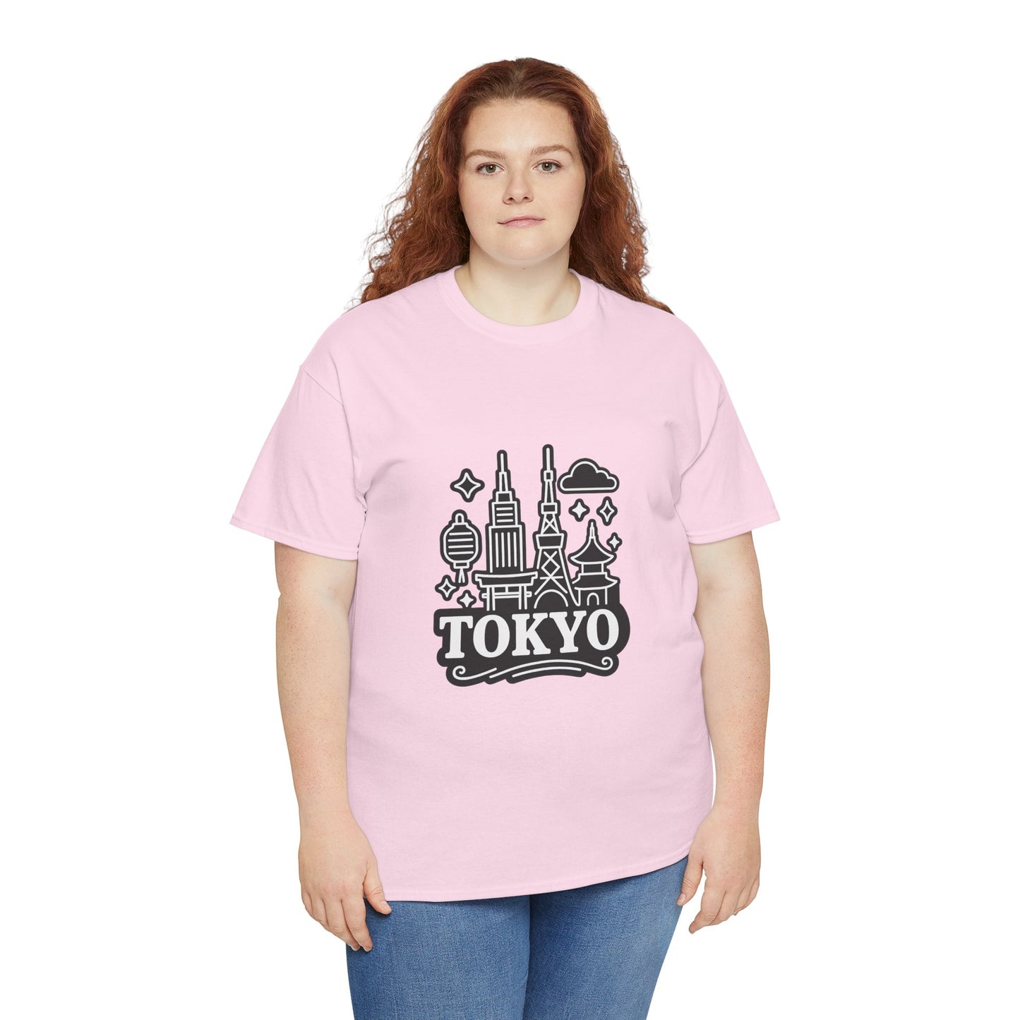 Tokyo Cityscape Unisex Heavy Cotton Tee, Graphic Tee, Travel T-Shirt, Urban Outfit, Gift for Travelers, Tokyo Lover Apparel