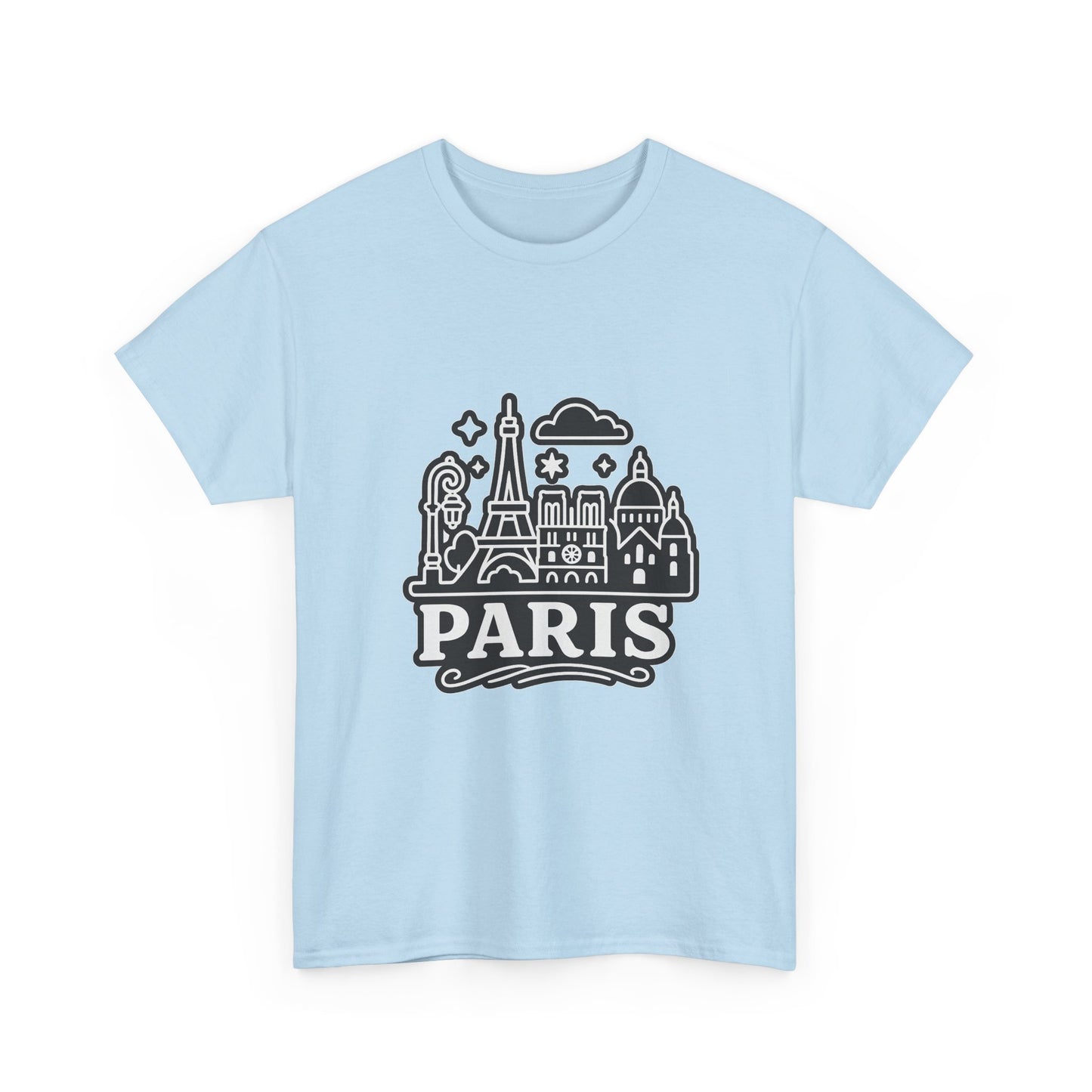Paris-Themed Unisex Heavy Cotton Tee | Travel Gift, Casual Wear, Souvenir Shirt, Vacation Apparel, Paris Lover's Tee