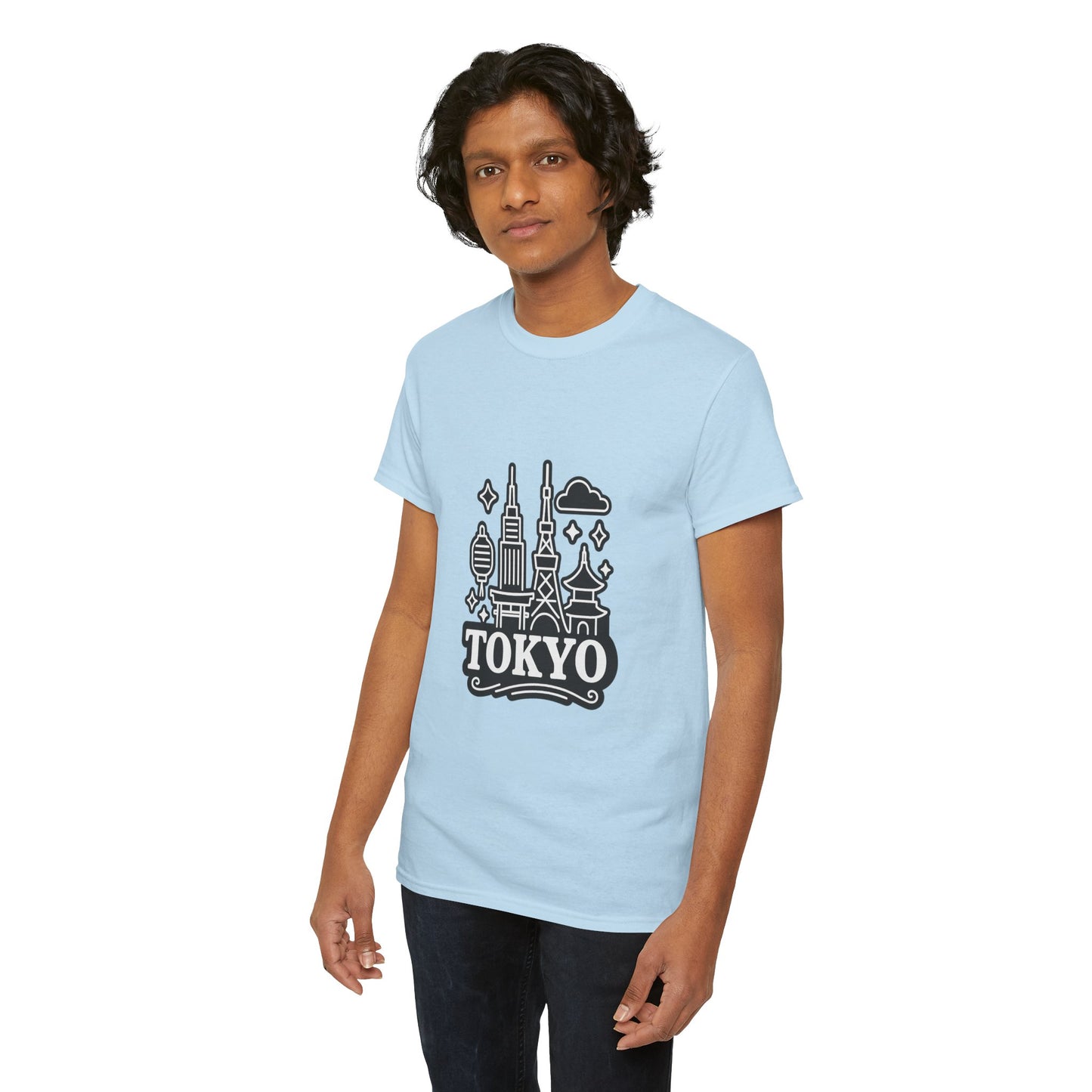 Tokyo Cityscape Unisex Heavy Cotton Tee, Graphic Tee, Travel T-Shirt, Urban Outfit, Gift for Travelers, Tokyo Lover Apparel