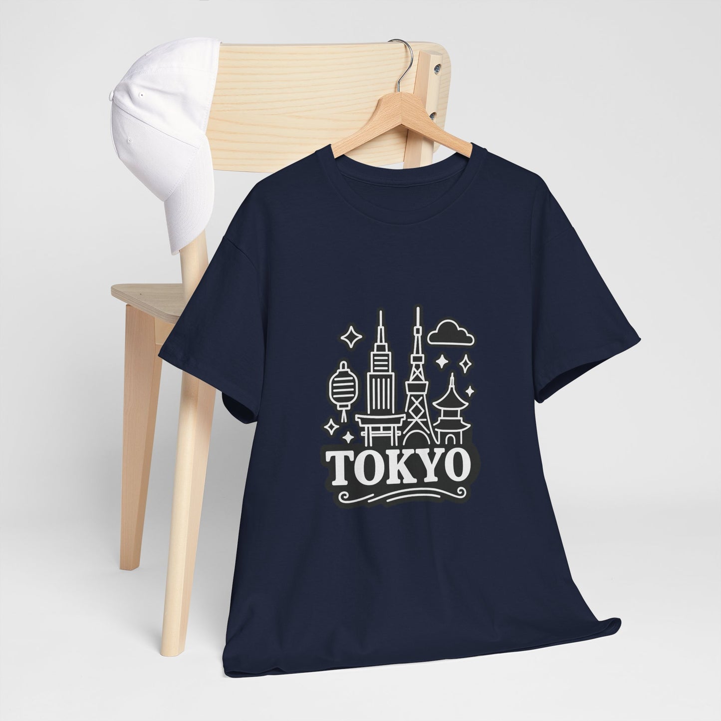 Tokyo Cityscape Unisex Heavy Cotton Tee, Graphic Tee, Travel T-Shirt, Urban Outfit, Gift for Travelers, Tokyo Lover Apparel