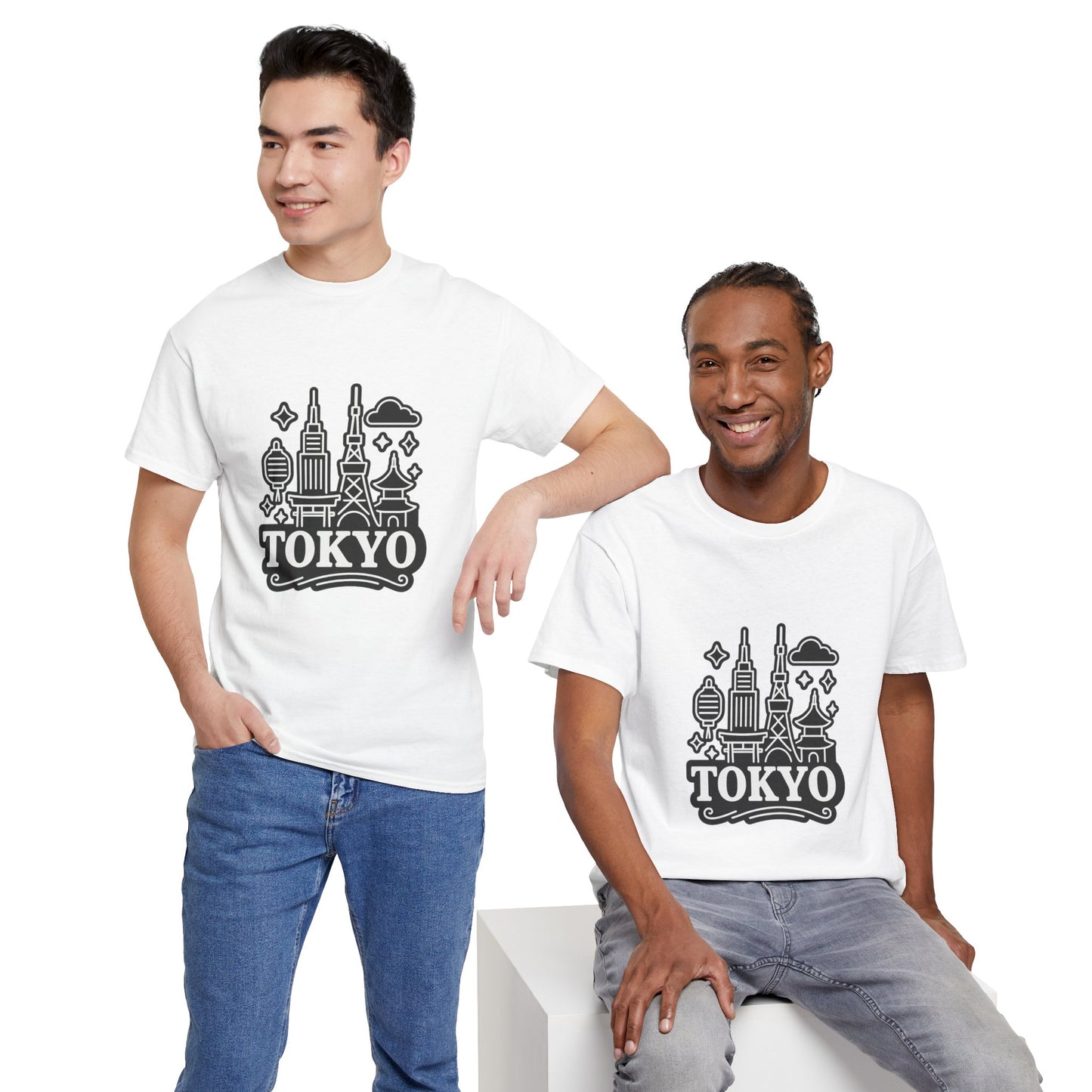 Tokyo Cityscape Unisex Heavy Cotton Tee, Graphic Tee, Travel T-Shirt, Urban Outfit, Gift for Travelers, Tokyo Lover Apparel