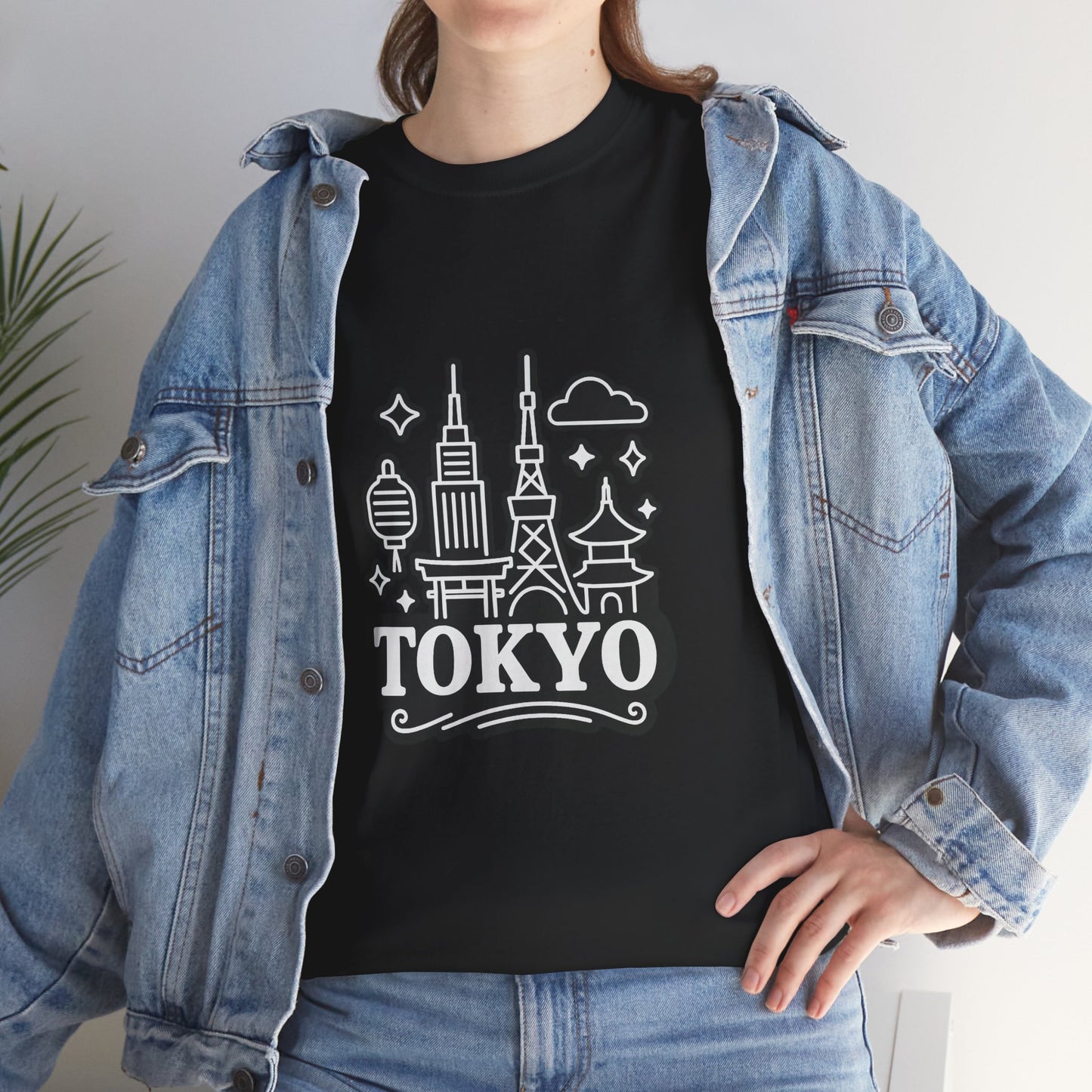 Tokyo Cityscape Unisex Heavy Cotton Tee, Graphic Tee, Travel T-Shirt, Urban Outfit, Gift for Travelers, Tokyo Lover Apparel