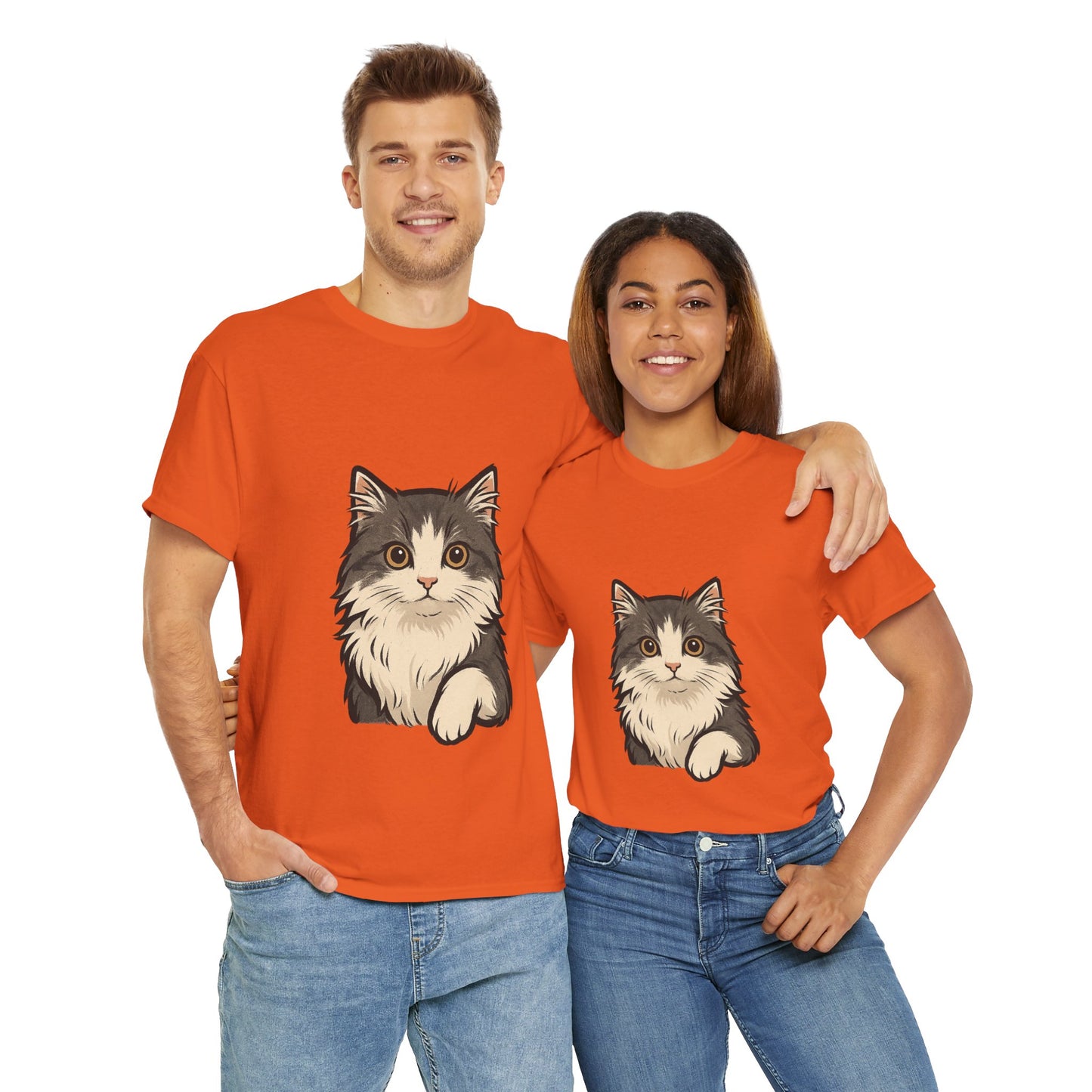 Cute Cat Unisex Heavy Cotton Tee, Animal Lover Gift, Pet Owner Shirt, Cat Lover Apparel, Animal Themed Tee, Casual Everyday Wear
